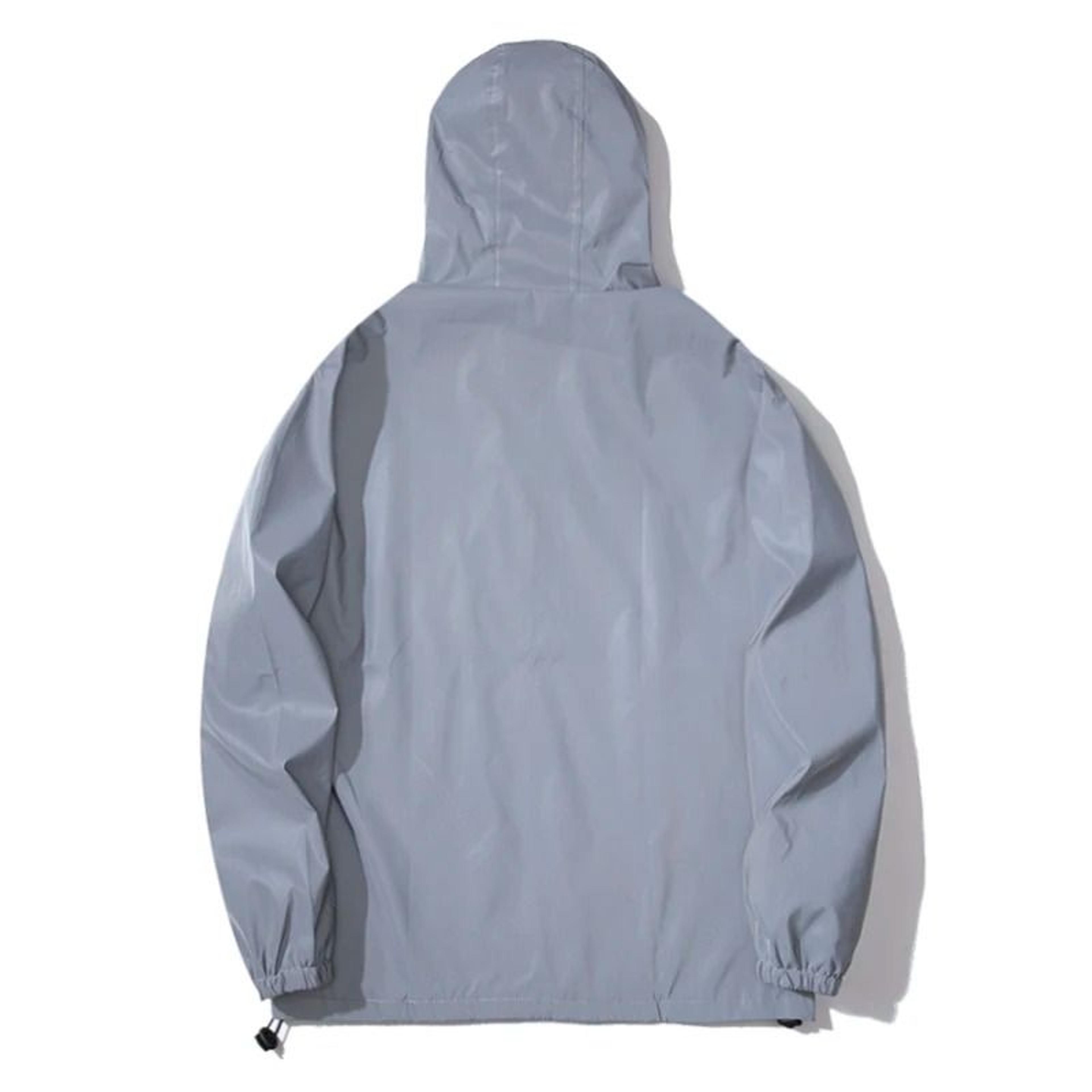 Night Reflective Jackets Double Fabric Windbreaker Hooded Jacket Men Hip Hop Dancer Waterproof Zipp