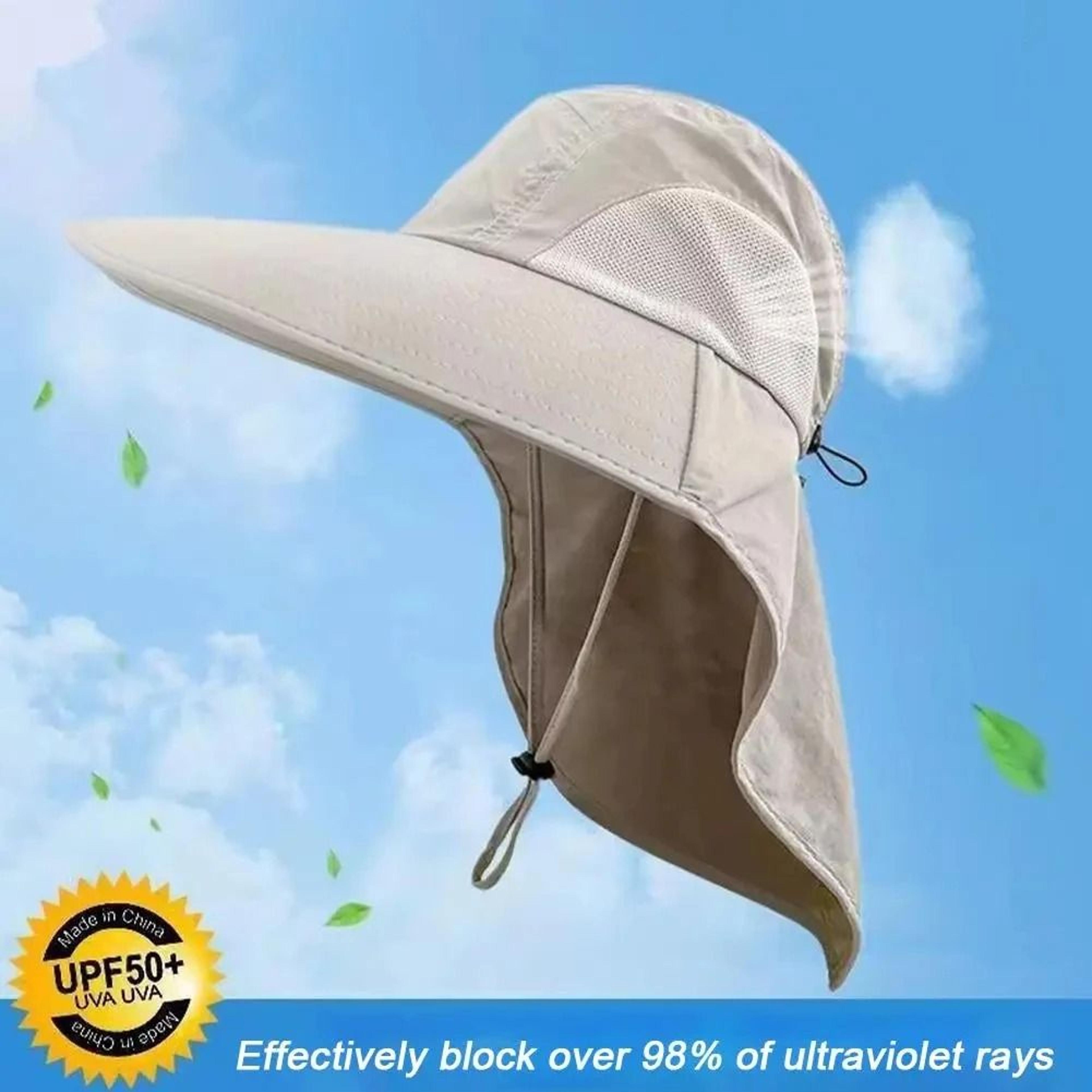 Wide Brim Sun Hat With Neck Flap And Adjustable Fit For Outdoor UV Protection 0