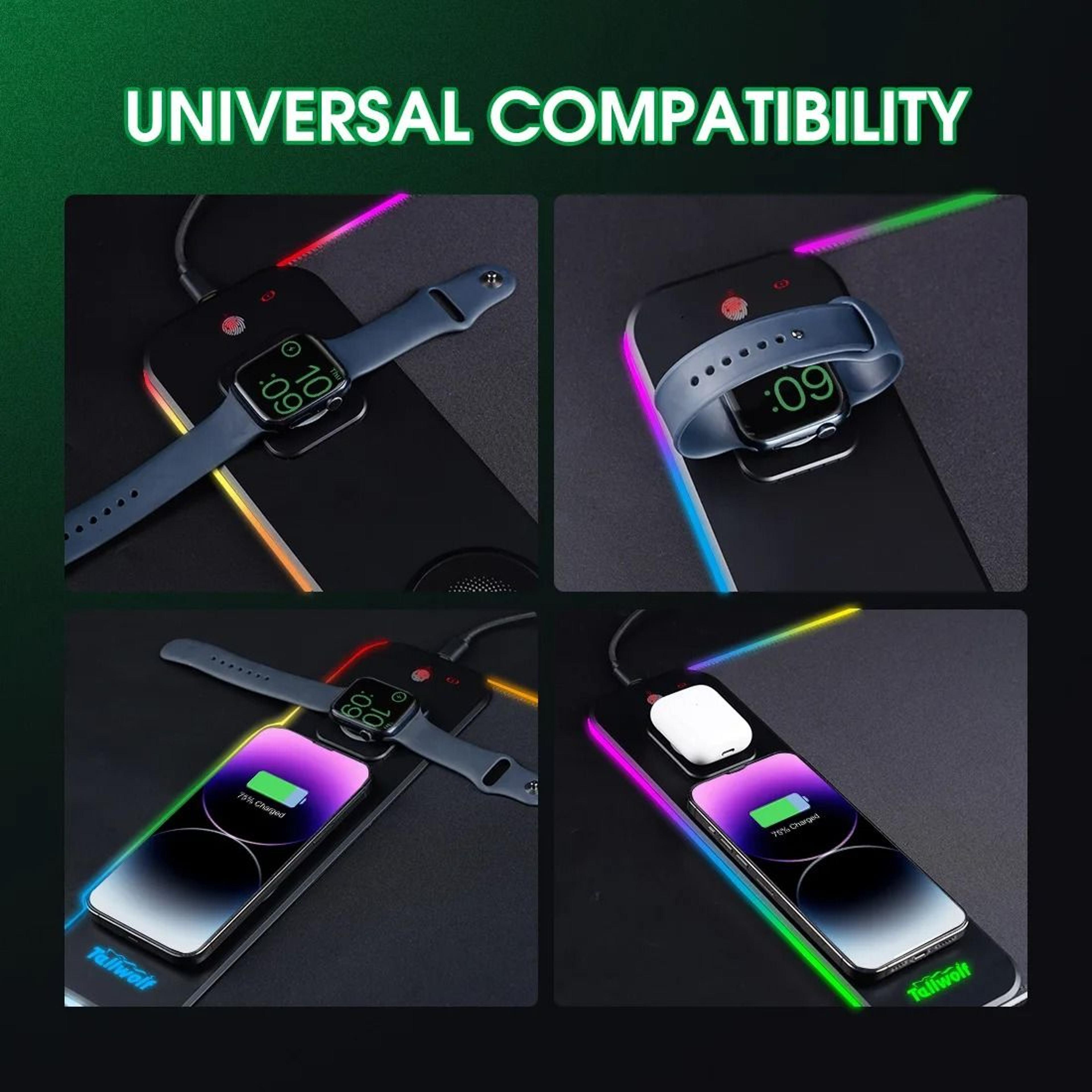 Wireless Charging RGB Mouse Pad With Luminous Edge For Gaming And Phone Charging Desktop Setup 3