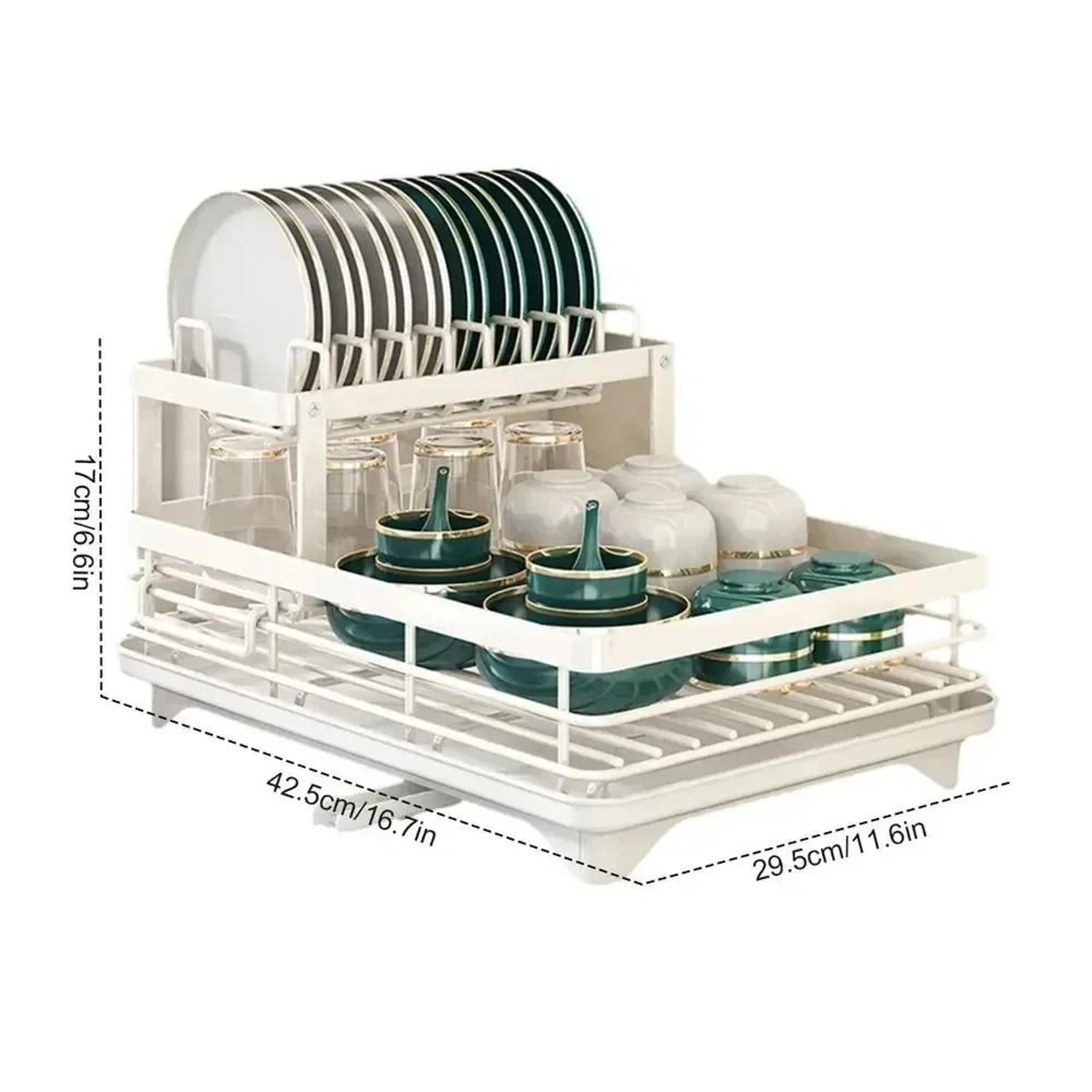 Adjustable Over Sink Dish Drying Rack With Drainboard And Cutlery Storage For Kitchen Counters 9