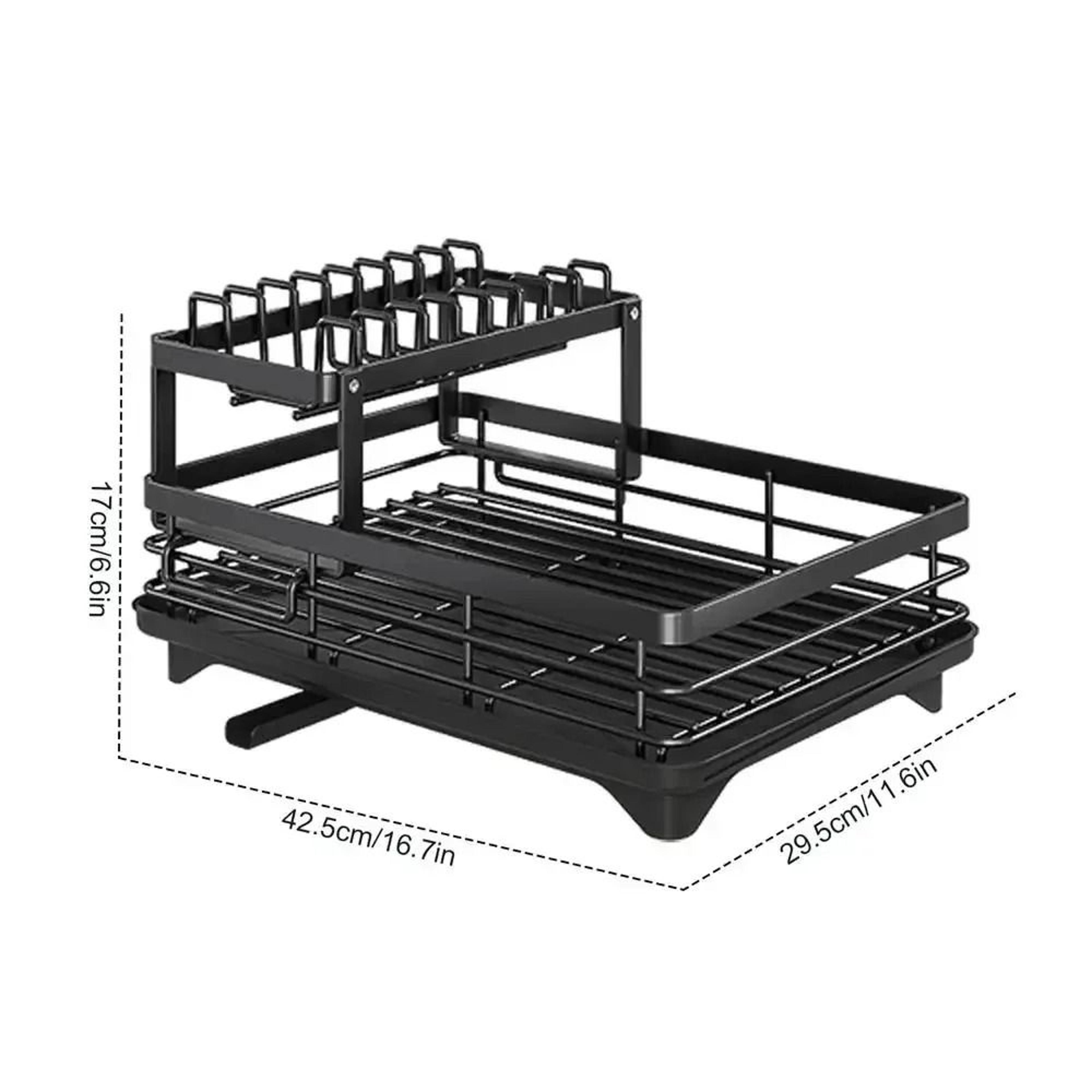 Adjustable Over Sink Dish Drying Rack With Drainboard And Cutlery Storage For Kitchen Counters 11
