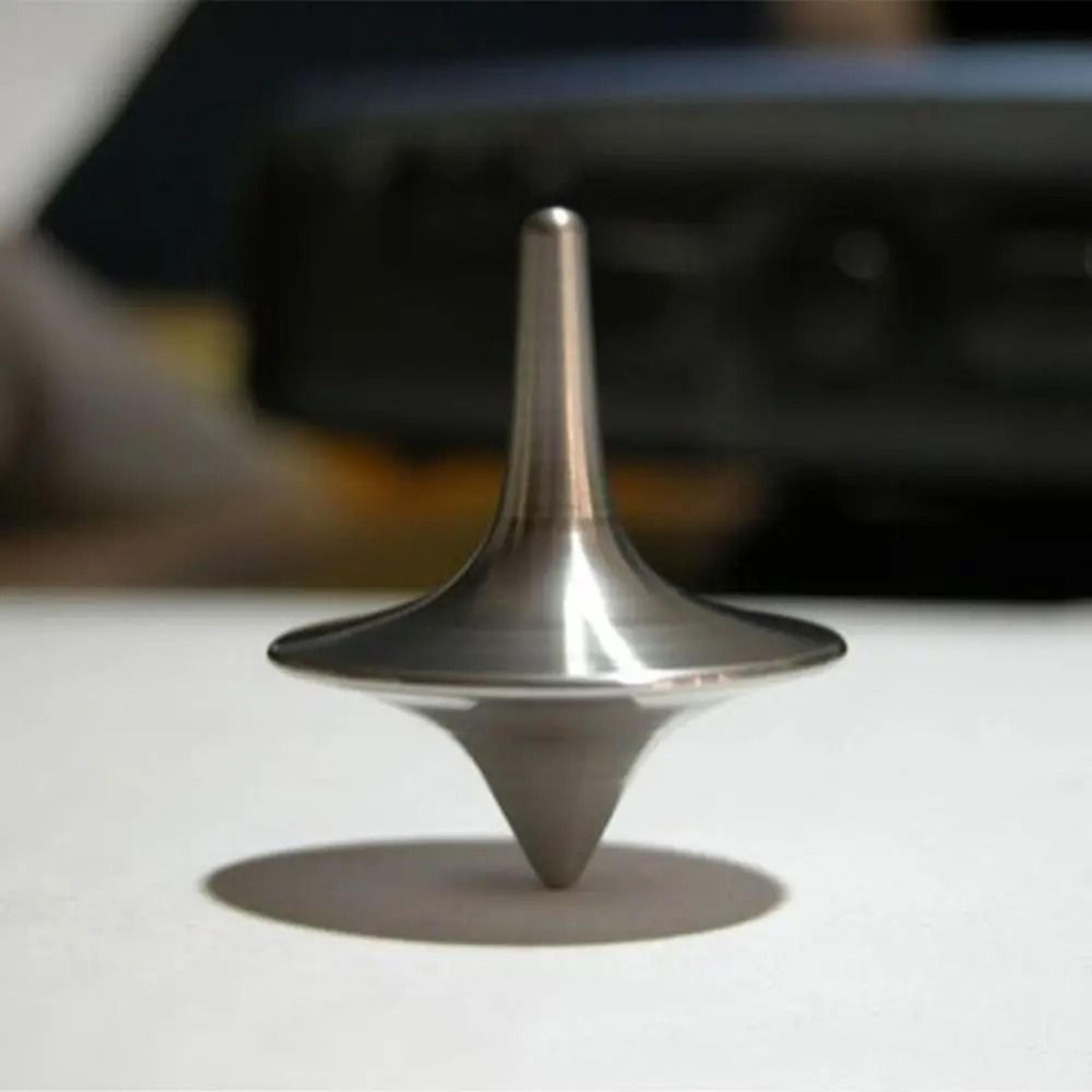 Precision Metal Spinning Top Silver Gyro Toy For Focus And Desk Display 0