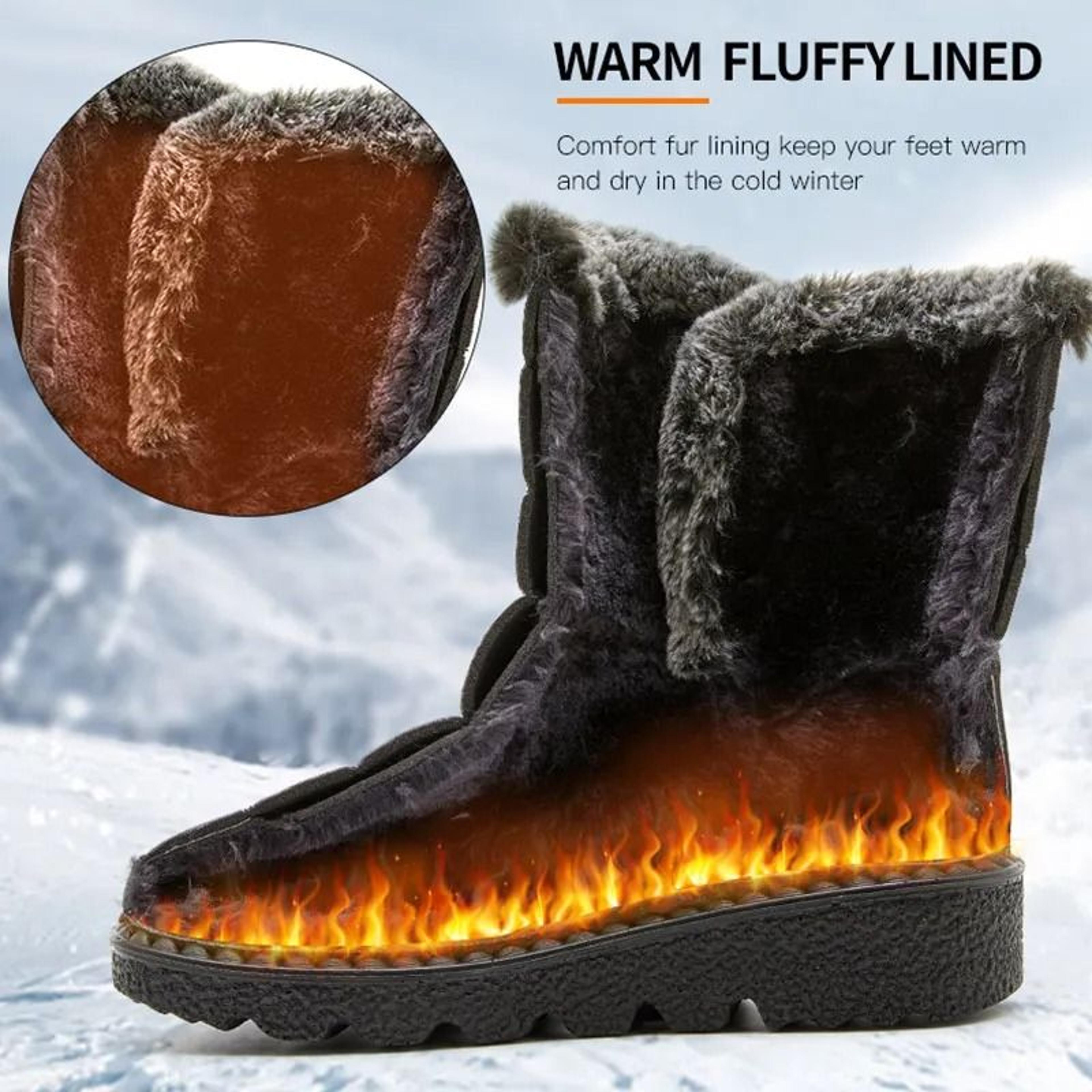 Womens Waterproof Fur Lined Winter Boots 2024 Ankle Snow Shoes With Low Heel For Cold Weather Comfo 2