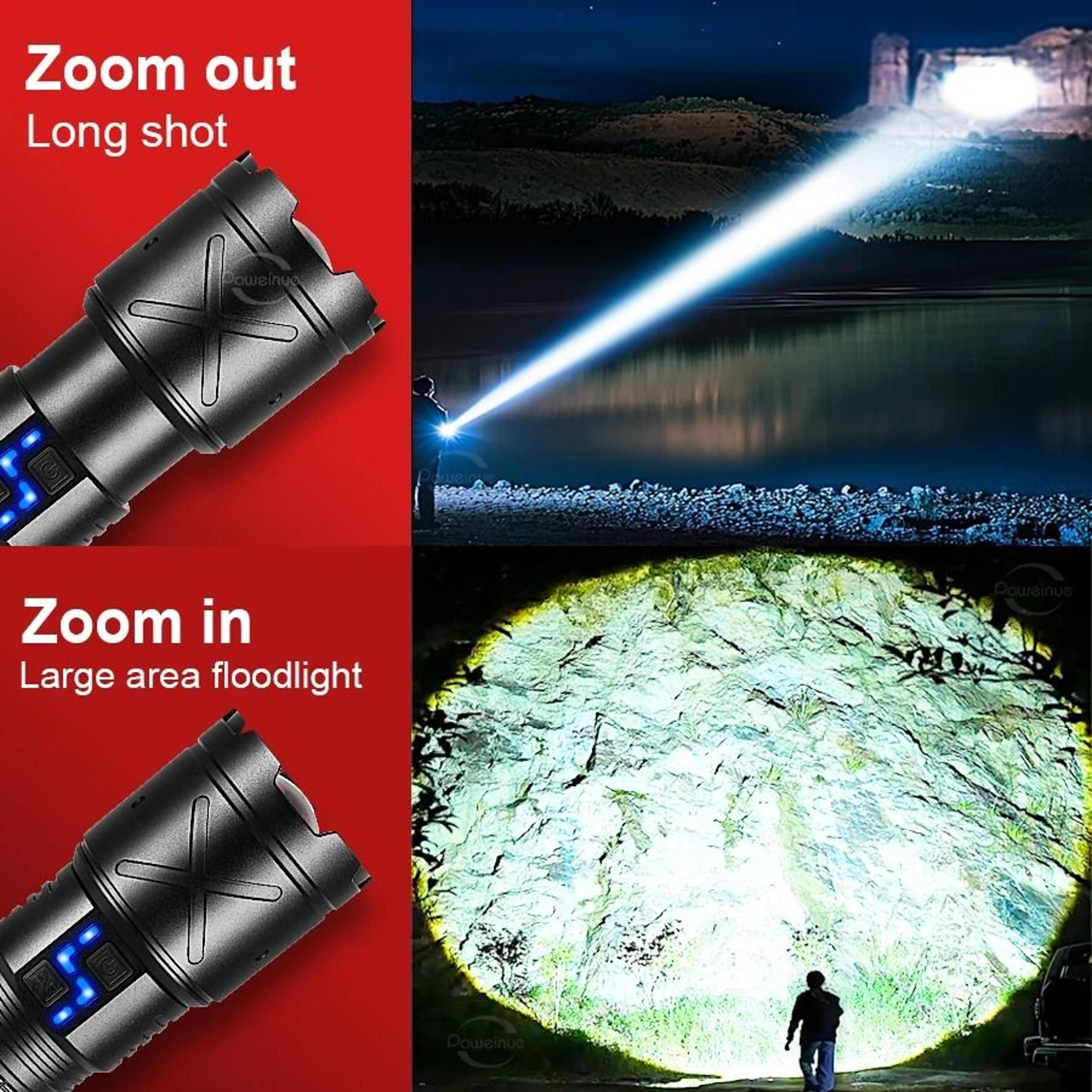 Rechargeable Ultra Bright LED Flashlight With Zoom USB Charging Waterproof Tactical Torch For Outdo
