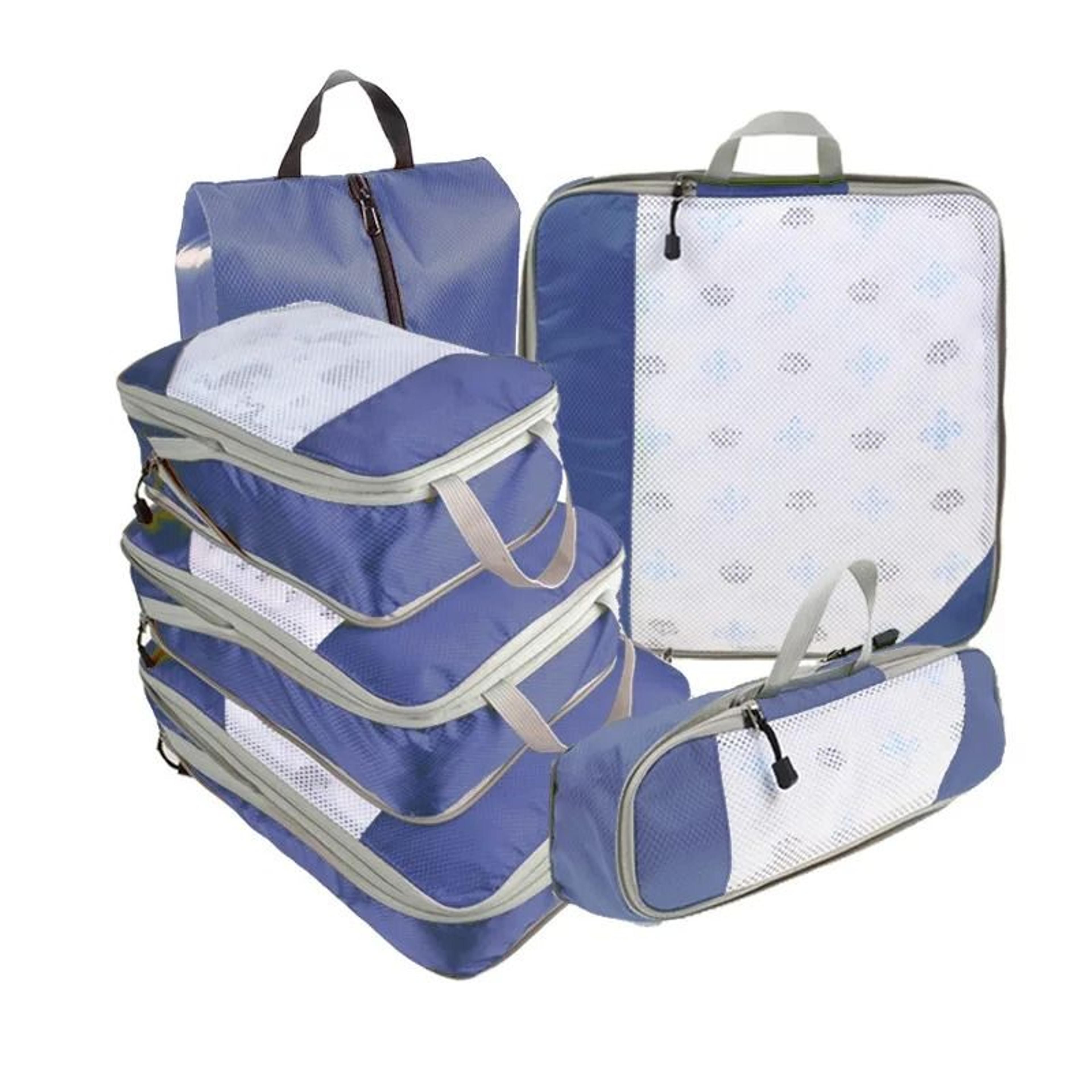 6 Piece Travel Compression Packing Cube Set With Mesh Storage And Shoe Bag For Lightweight Luggage  14