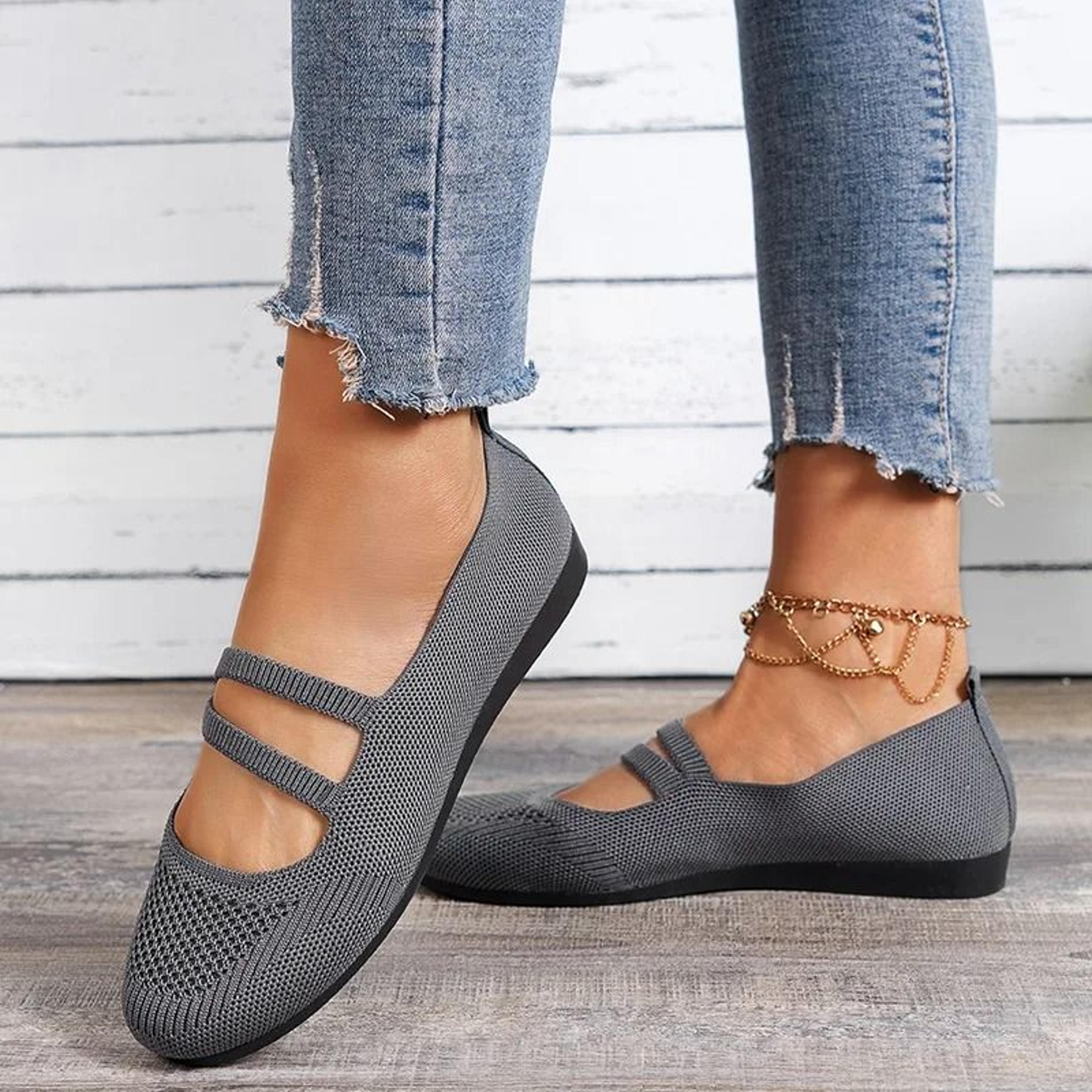 Womens Elastic Knitted Slip On Breathable Loafers Lightweight Street Flats 9