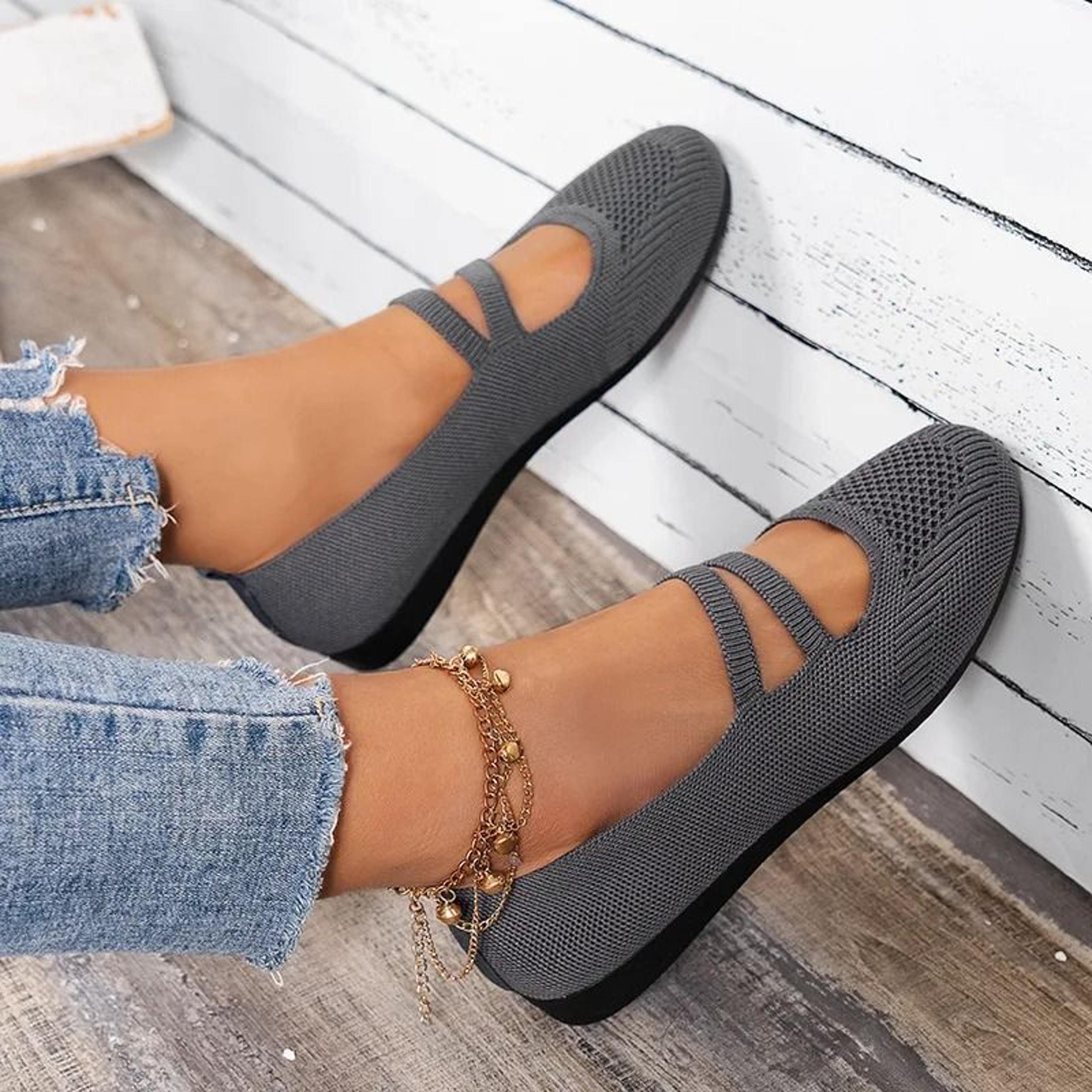 Womens Elastic Knitted Slip On Breathable Loafers Lightweight Street Flats 5