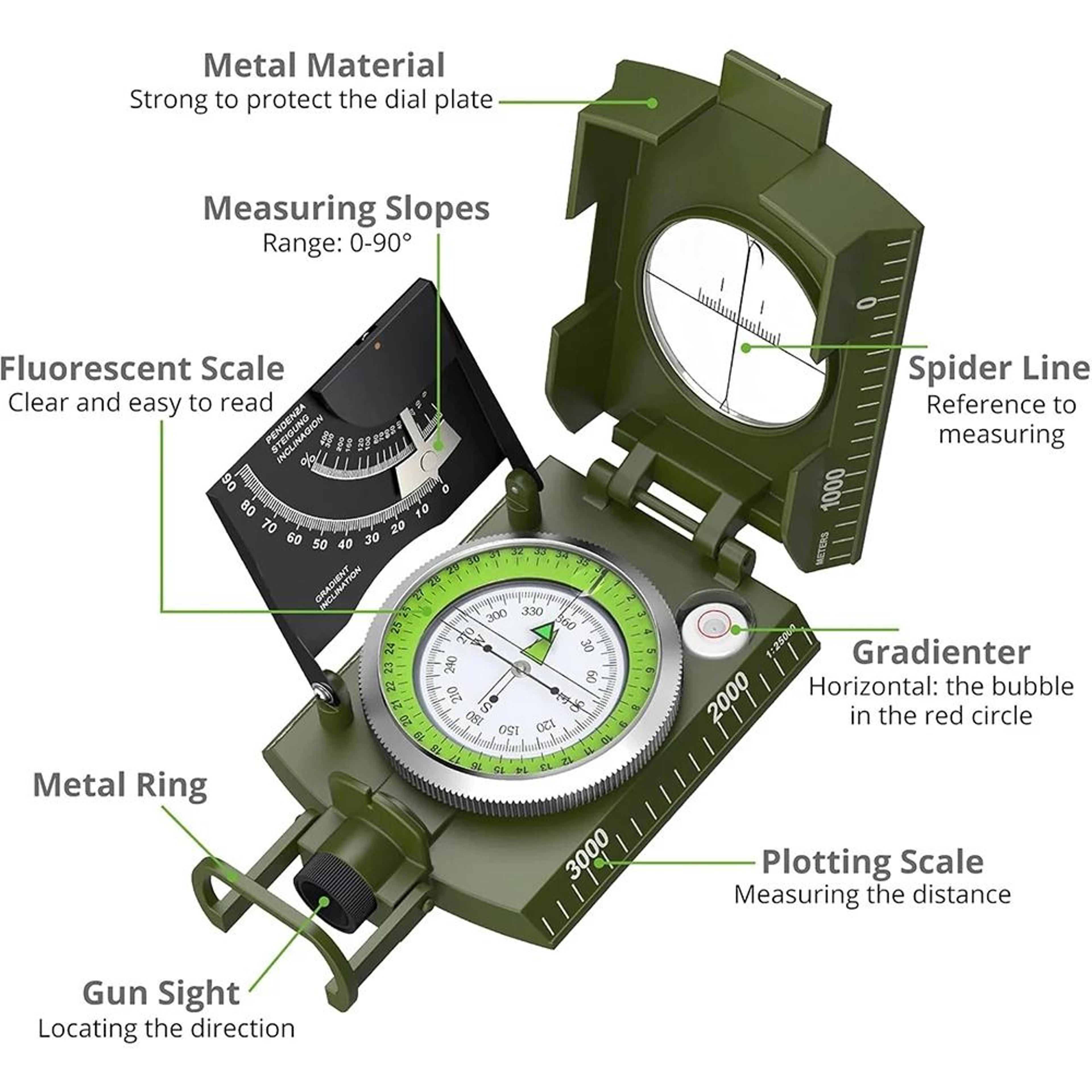 Multifunctional High Precision Waterproof Military Compass For Outdoor Survival 1