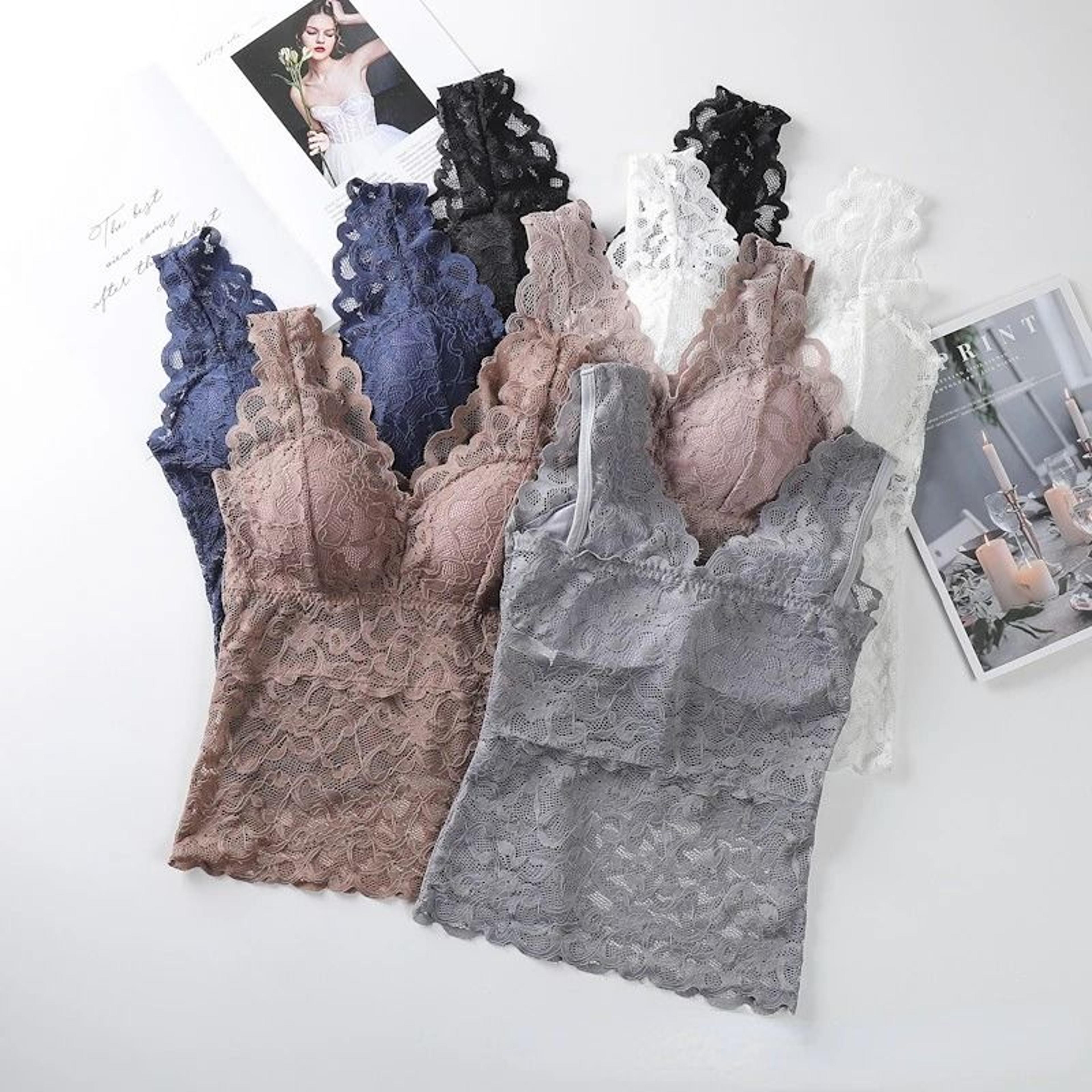 Women Lace Trim Bra Vest Top Backless Thin Sling Underwear 2