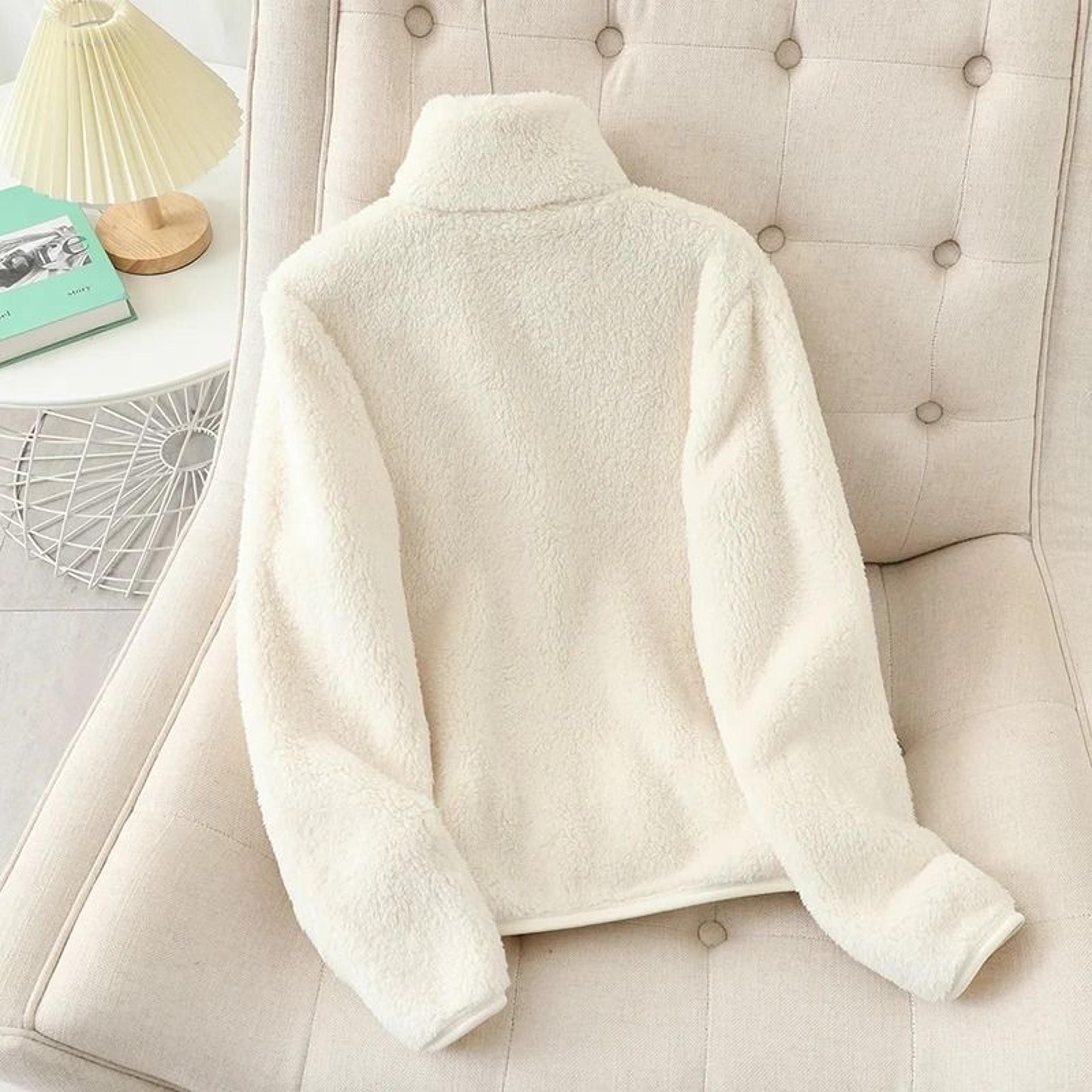 Womens Winter Warm Double Sided Fleece Coat With Reversible Velvet Coral And Polar Fleece 1