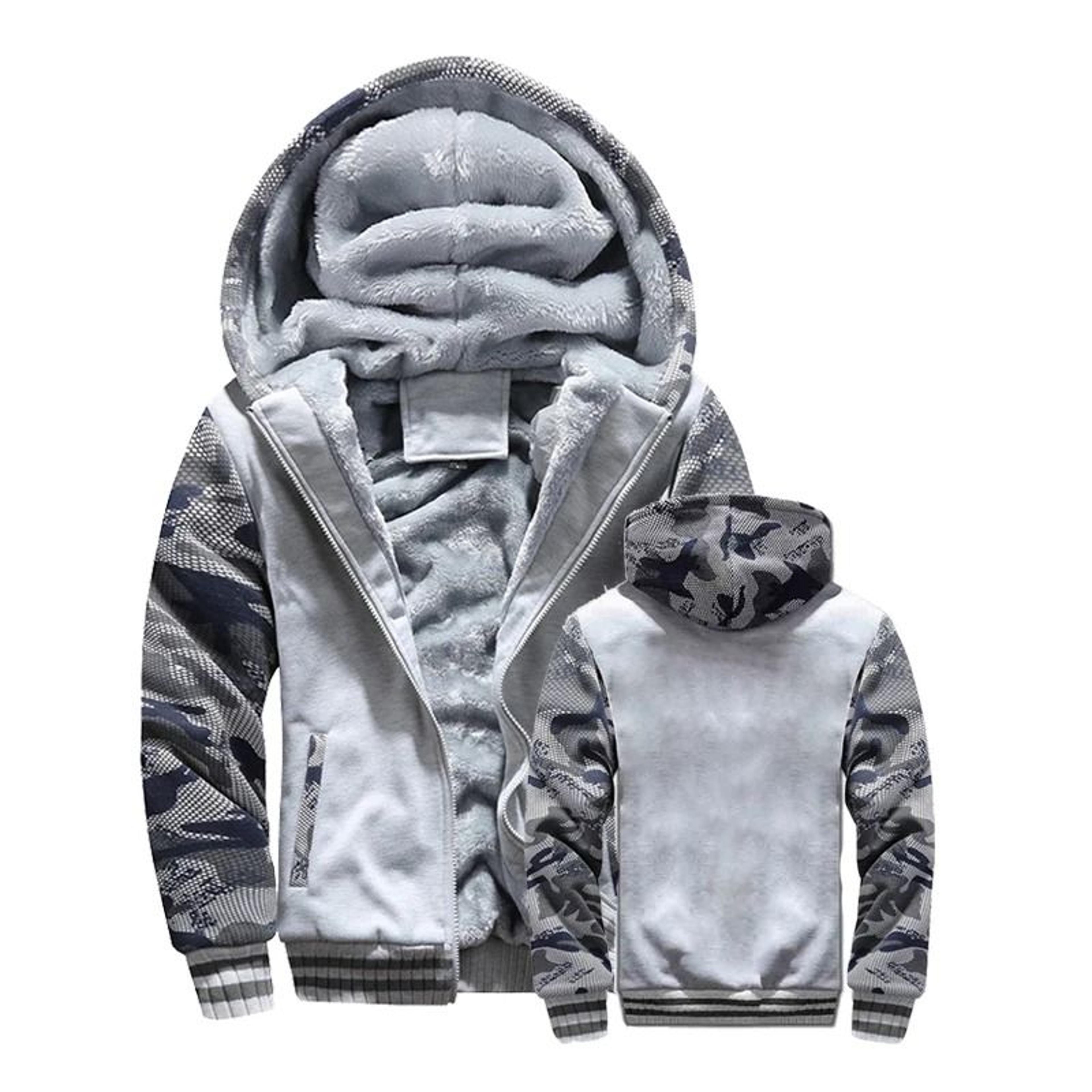 Mens Winter Fleece Hooded Jacket Warm Thick Zipper Coat 12