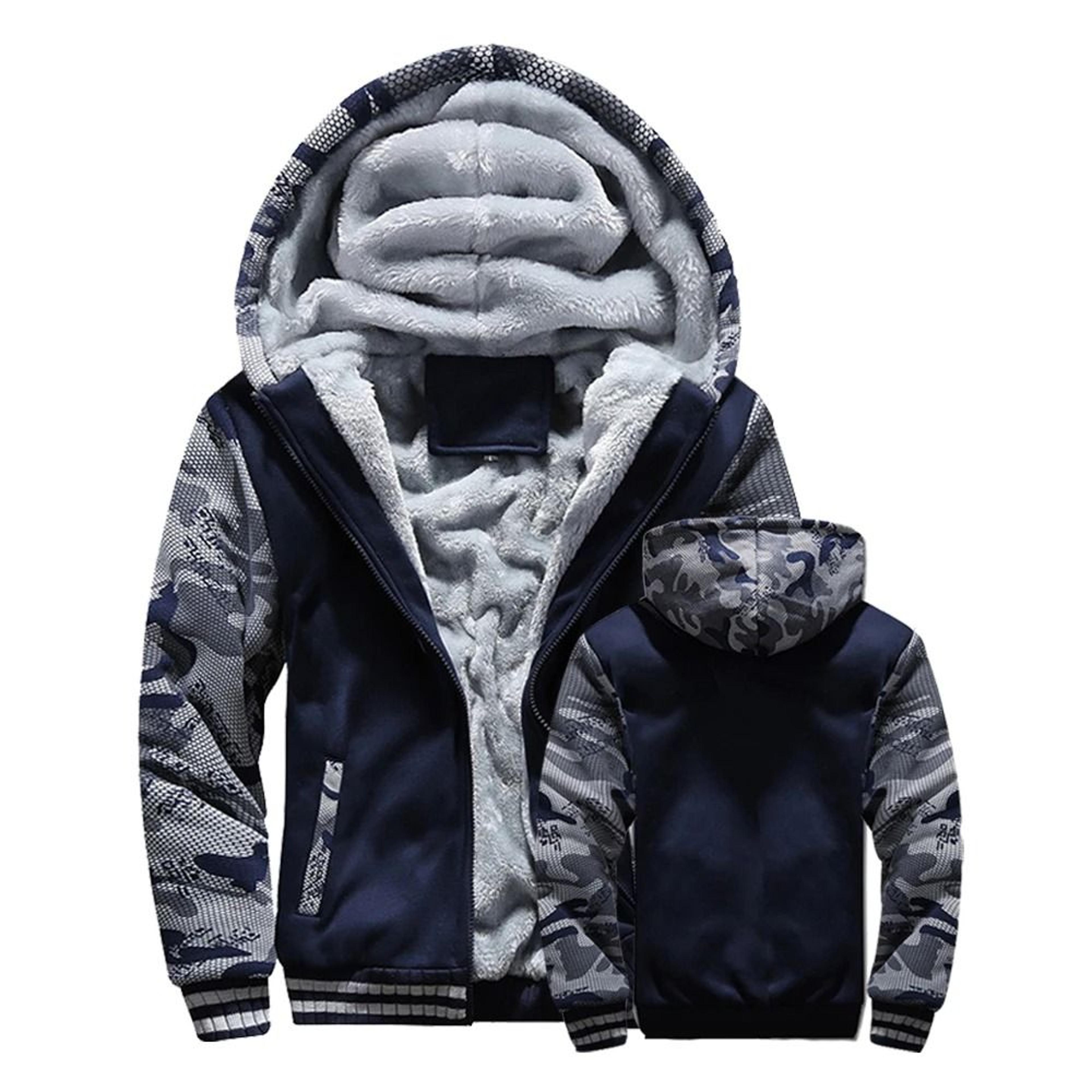 Mens Winter Fleece Hooded Jacket Warm Thick Zipper Coat 7