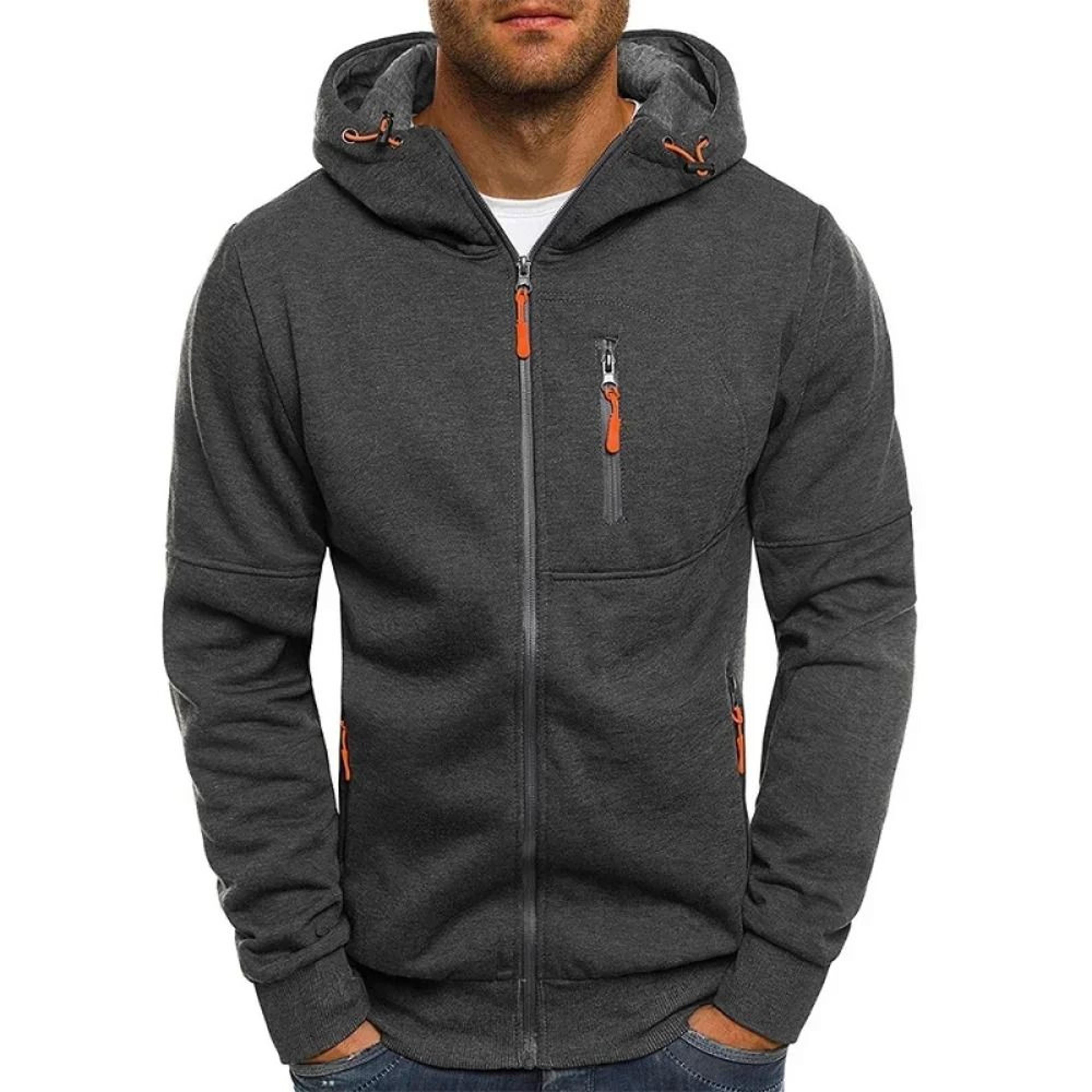 Mens Slim Fit Zipper Hooded Sweatshirt Lightweight Casual Sports Jacket 1