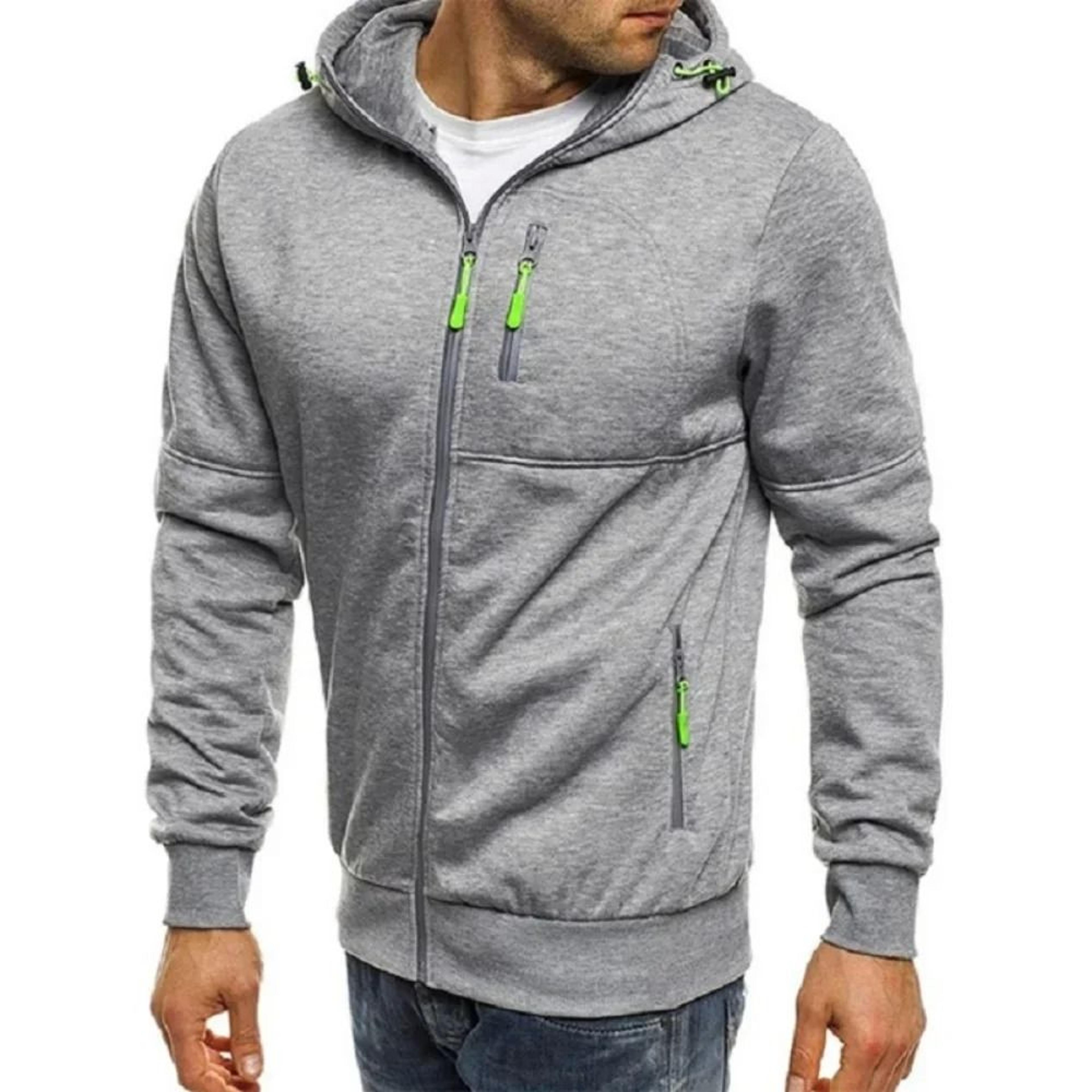 Mens Slim Fit Zipper Hooded Sweatshirt Lightweight Casual Sports Jacket 3