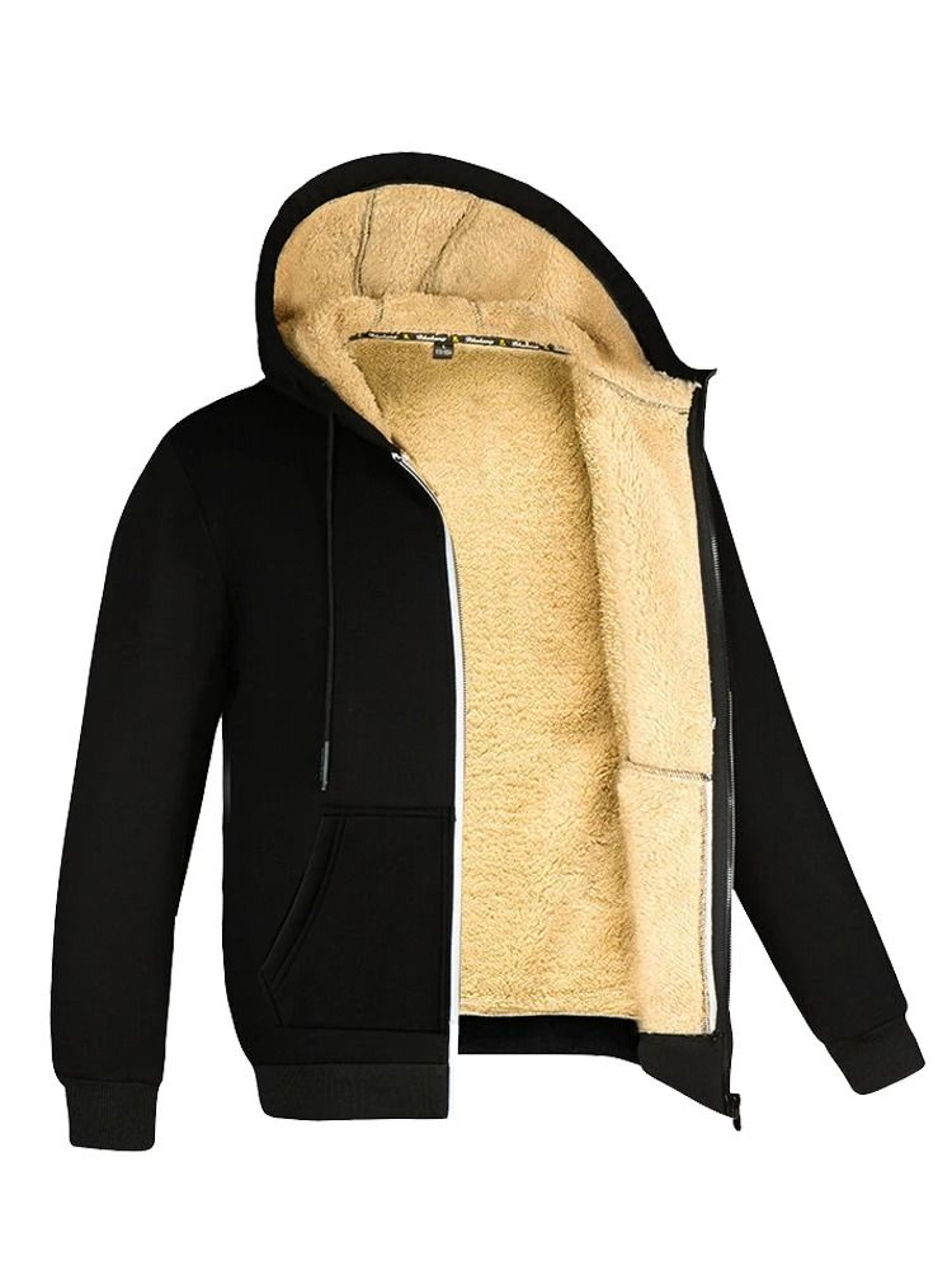 Winter Lambswool Zipper Hoodie Thick Warm Mens Jacket With Soft Fleece Lining For Cold Weather 6