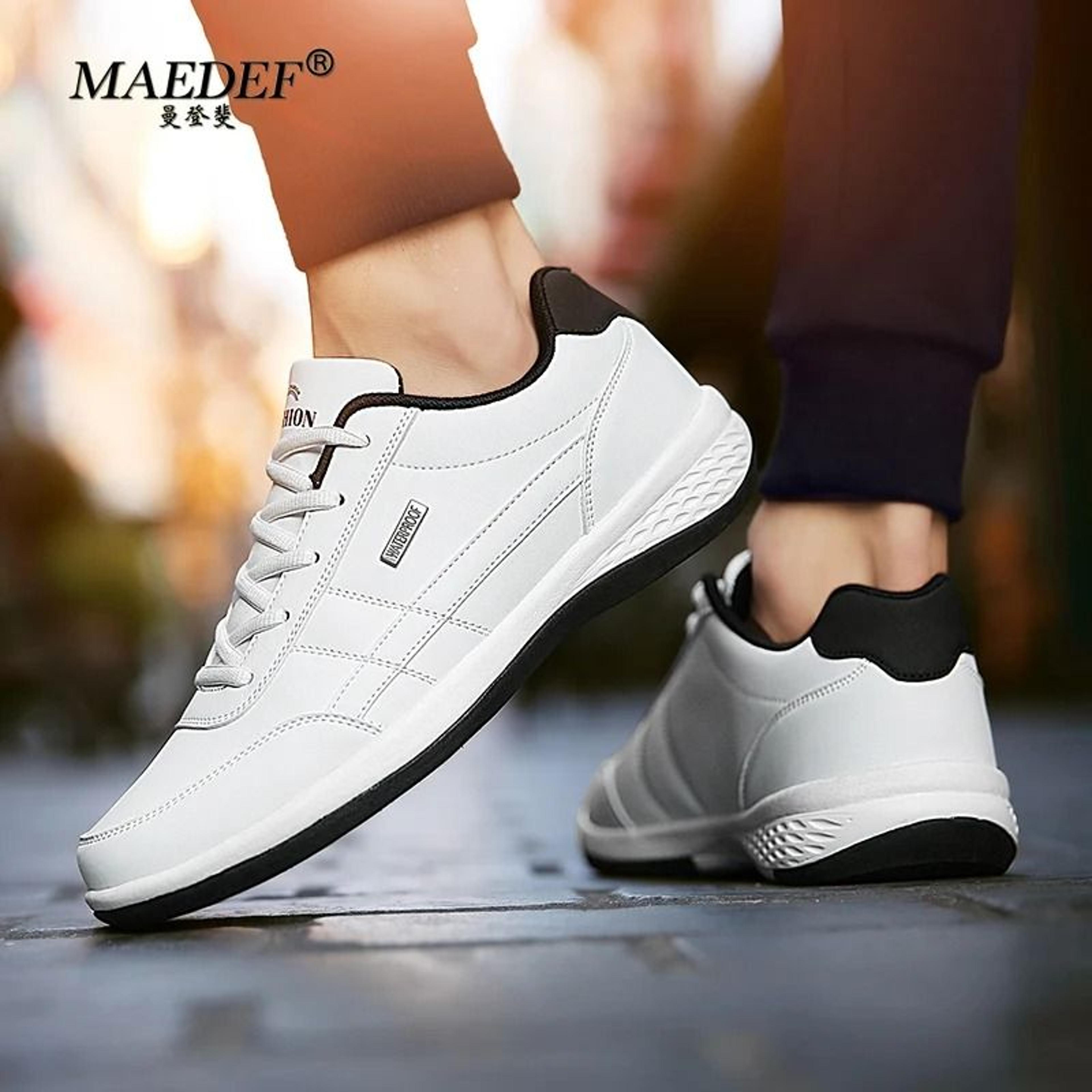 Mens Waterproof Artificial Leather Lace Up Sneakers Lightweight And Comfortable 4