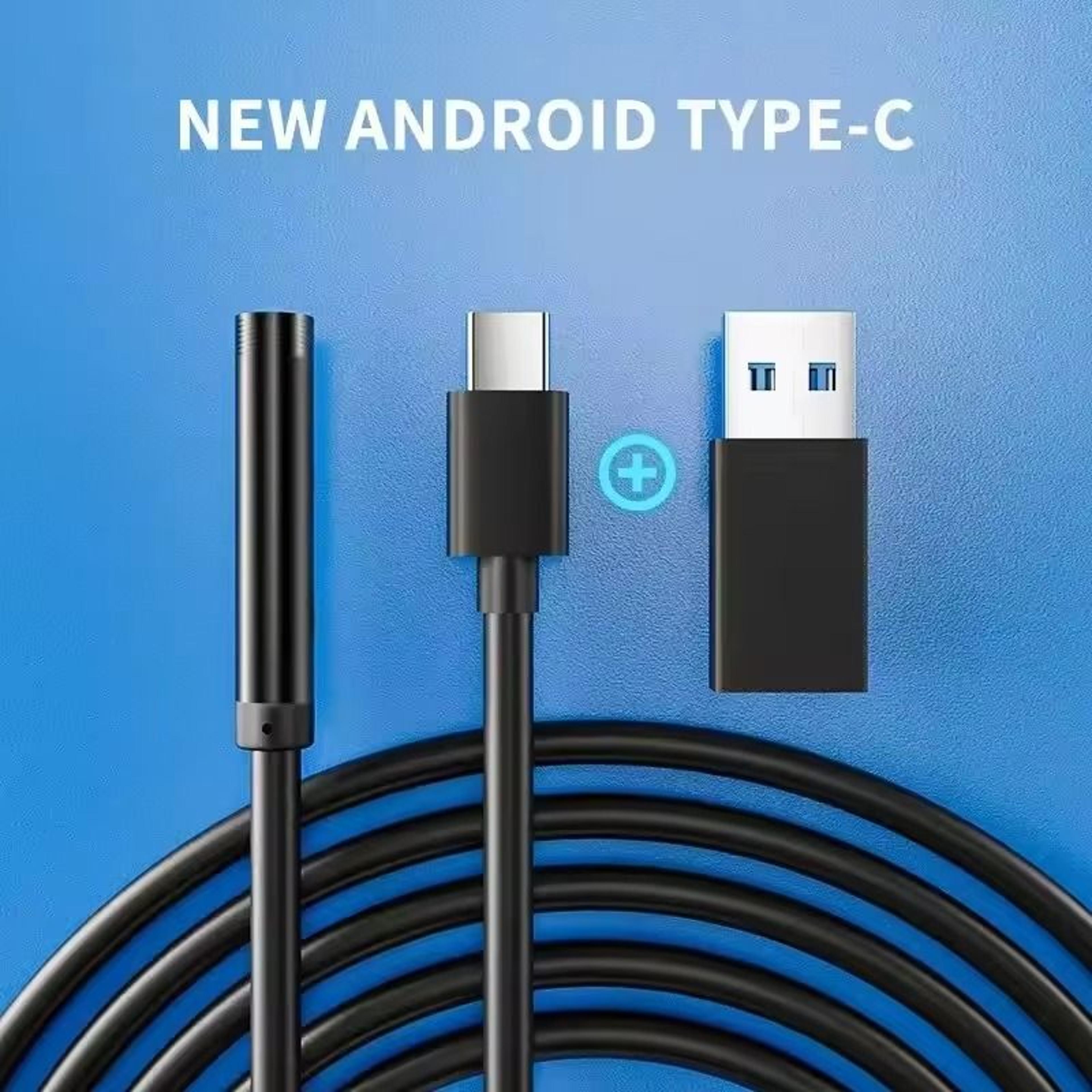 70MM Type C Endoscope Camera Waterproof With Adjustable LED USB Inspection Borescope For Phone And  6