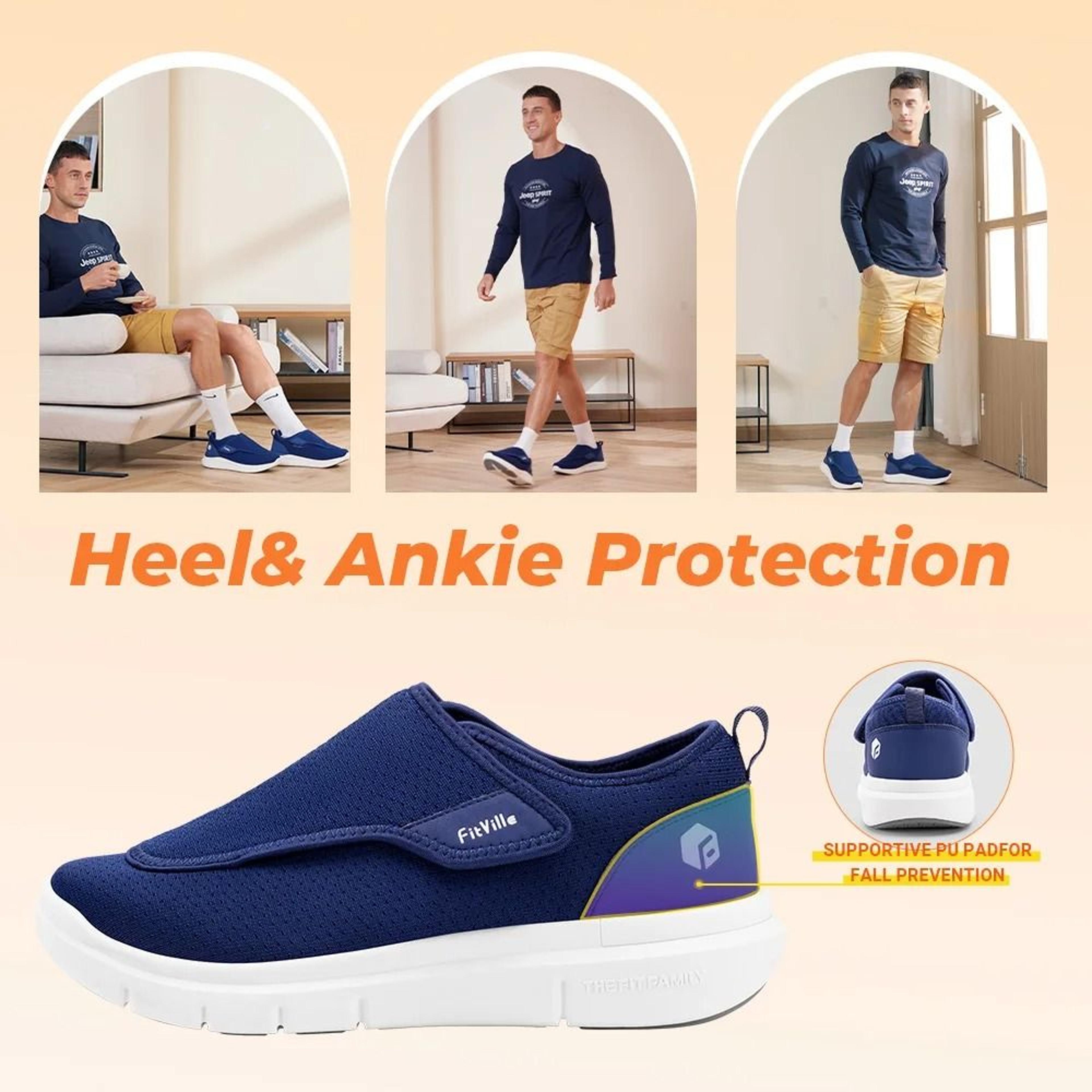 FitVille Extra Wide Mens Diabetic Shoes Orthopedic Adjustable Walking Shoes For Swollen Feet 4
