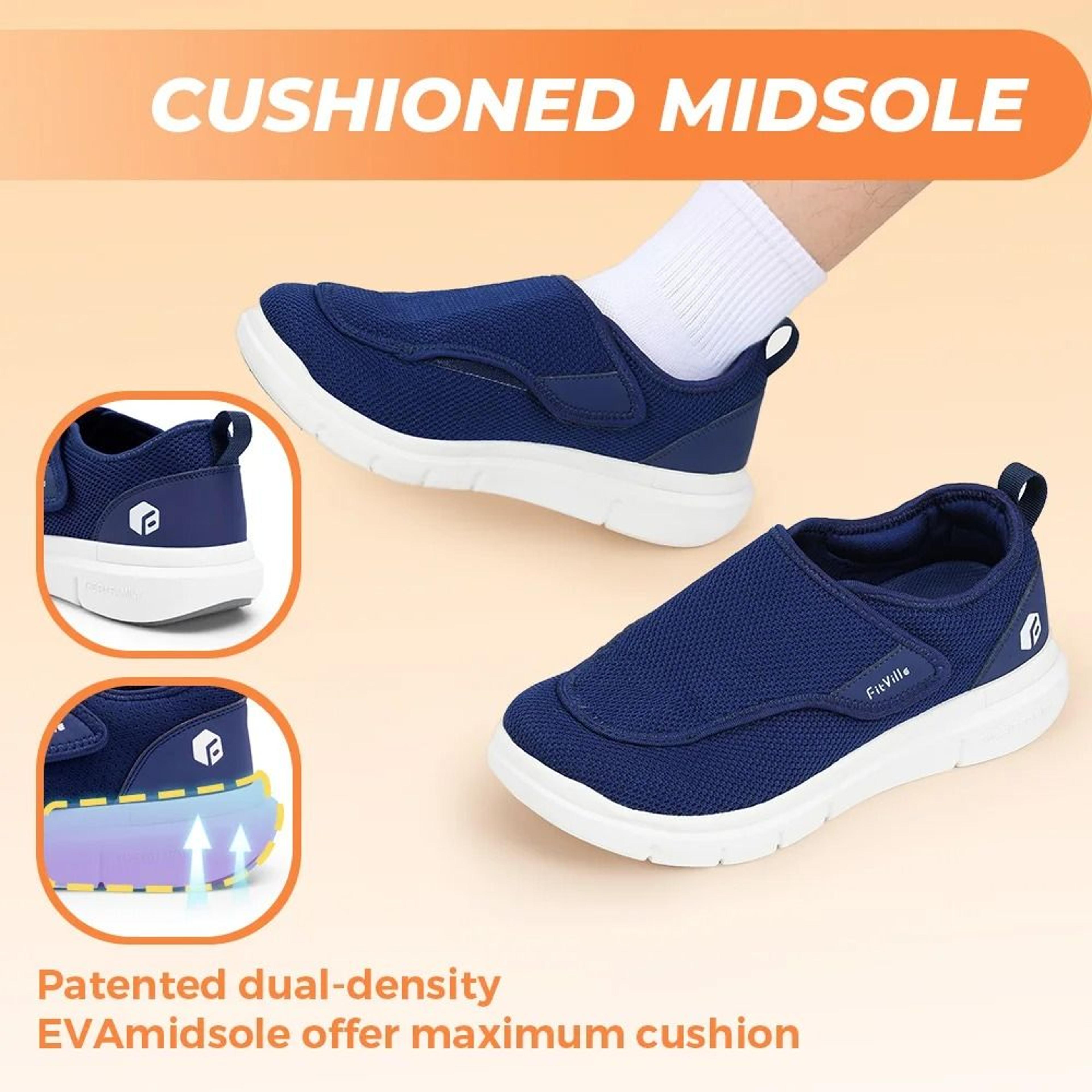 FitVille Extra Wide Mens Diabetic Shoes Orthopedic Adjustable Walking Shoes For Swollen Feet 5