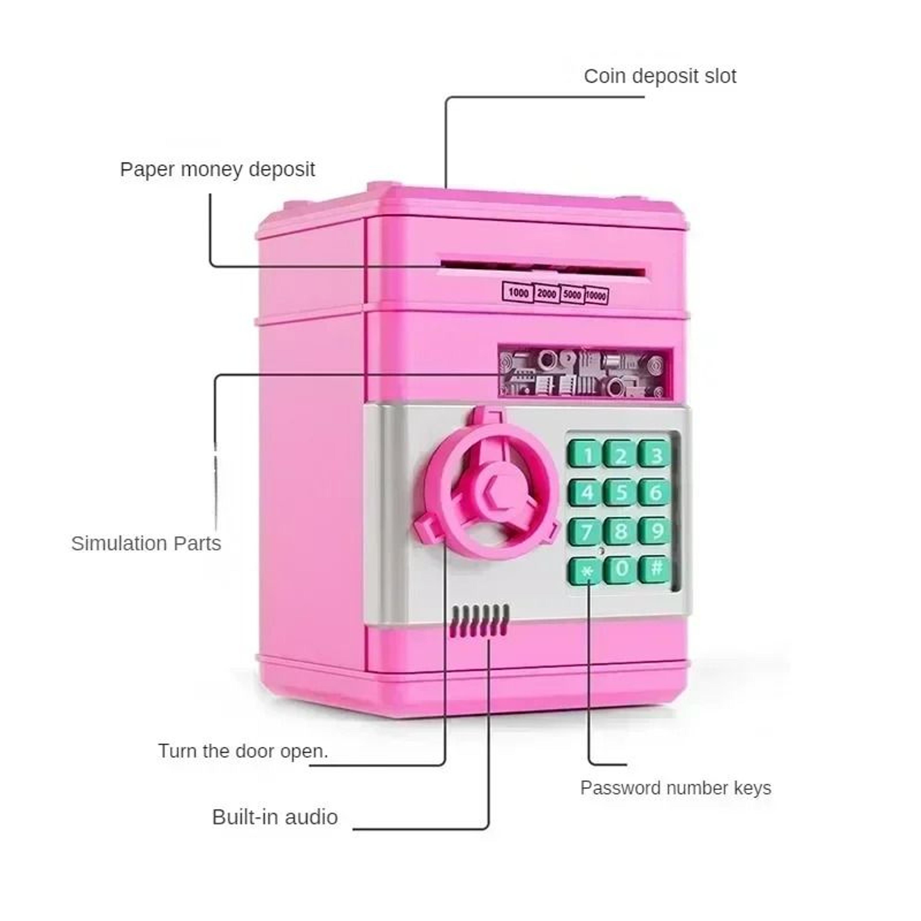 Electronic Mini ATM Piggy Bank Automatic Password Safe For Coins And Cash 1
