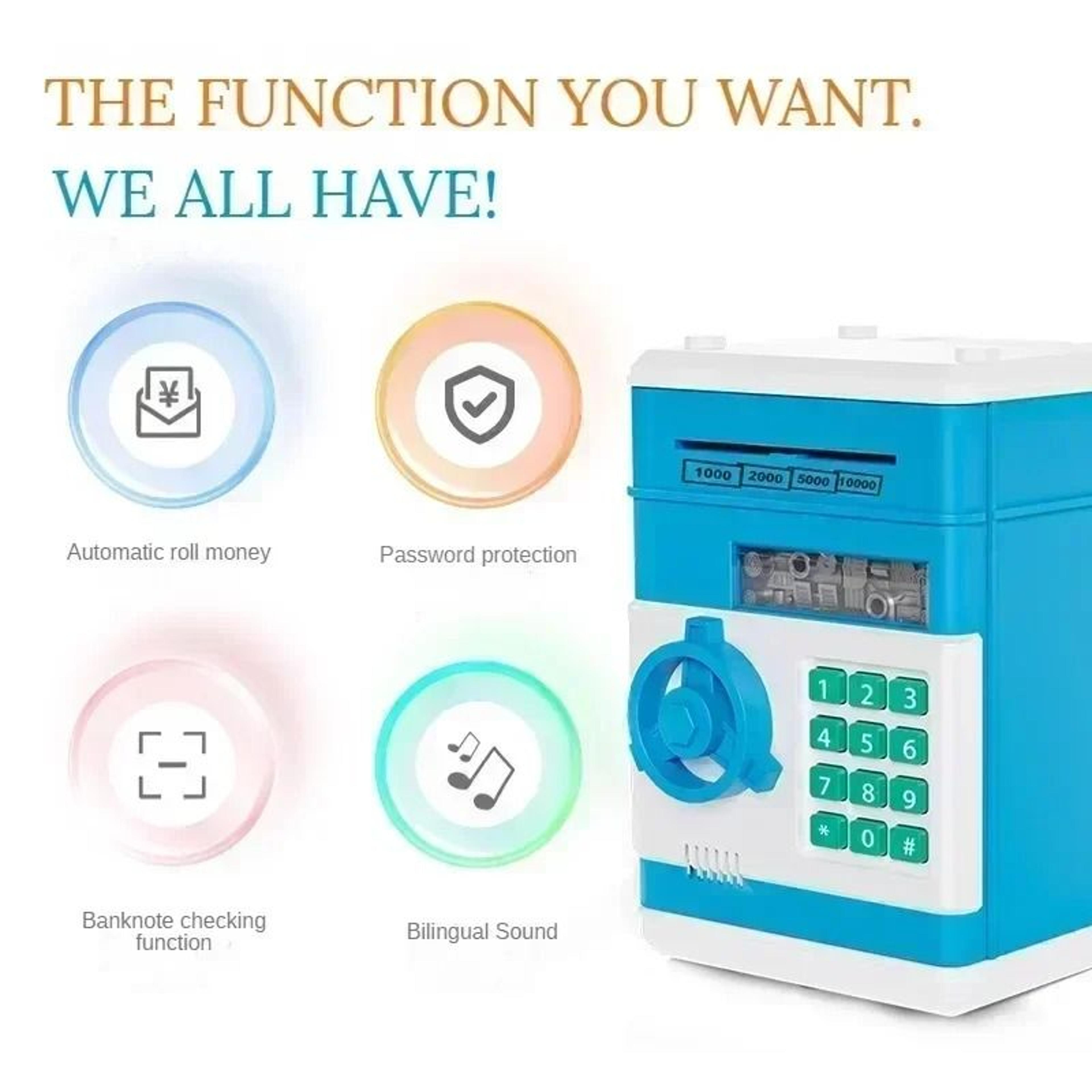 Electronic Mini ATM Piggy Bank Automatic Password Safe For Coins And Cash 3
