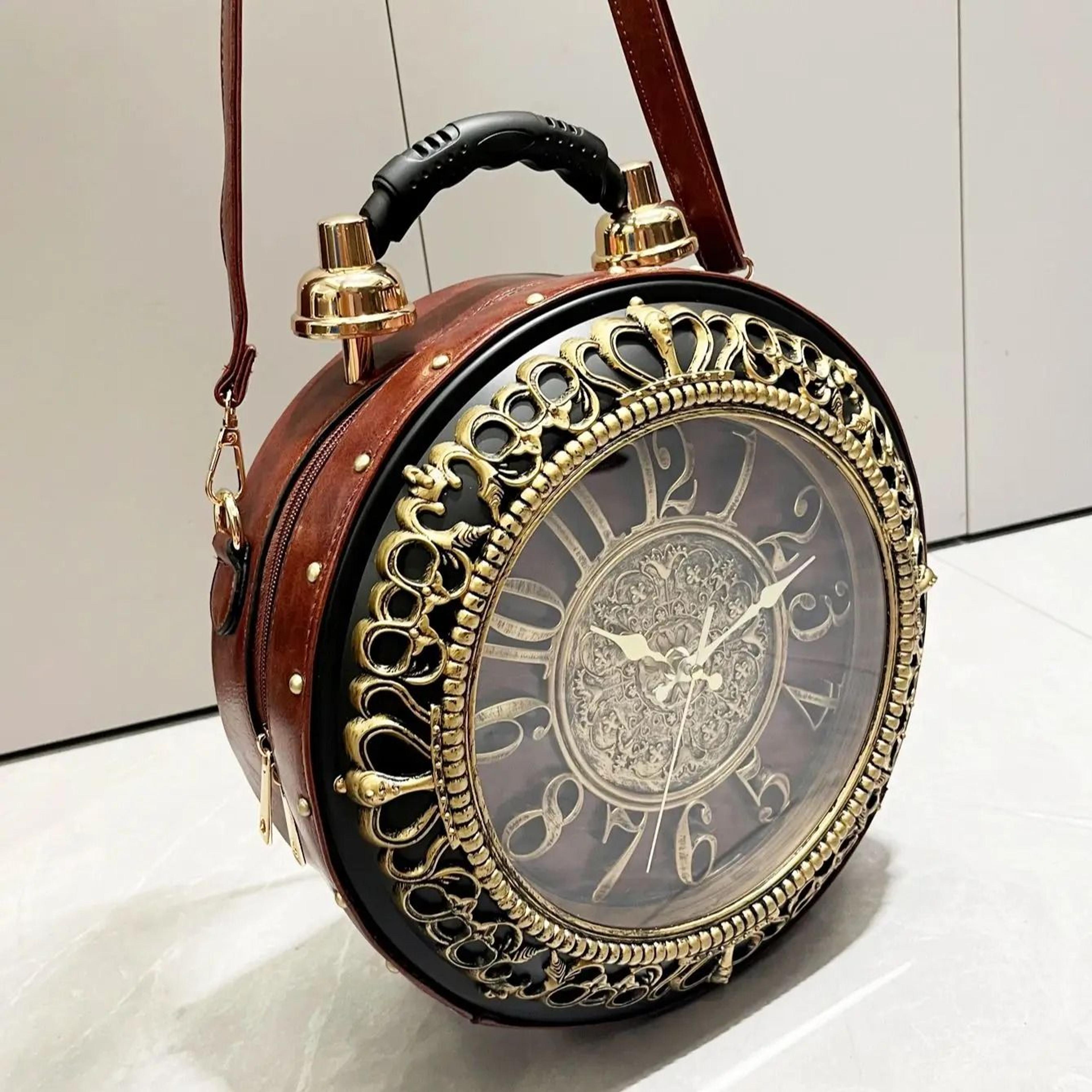 Luxury Designer Clock Shaped PU Leather Shoulder Bag For Women 1