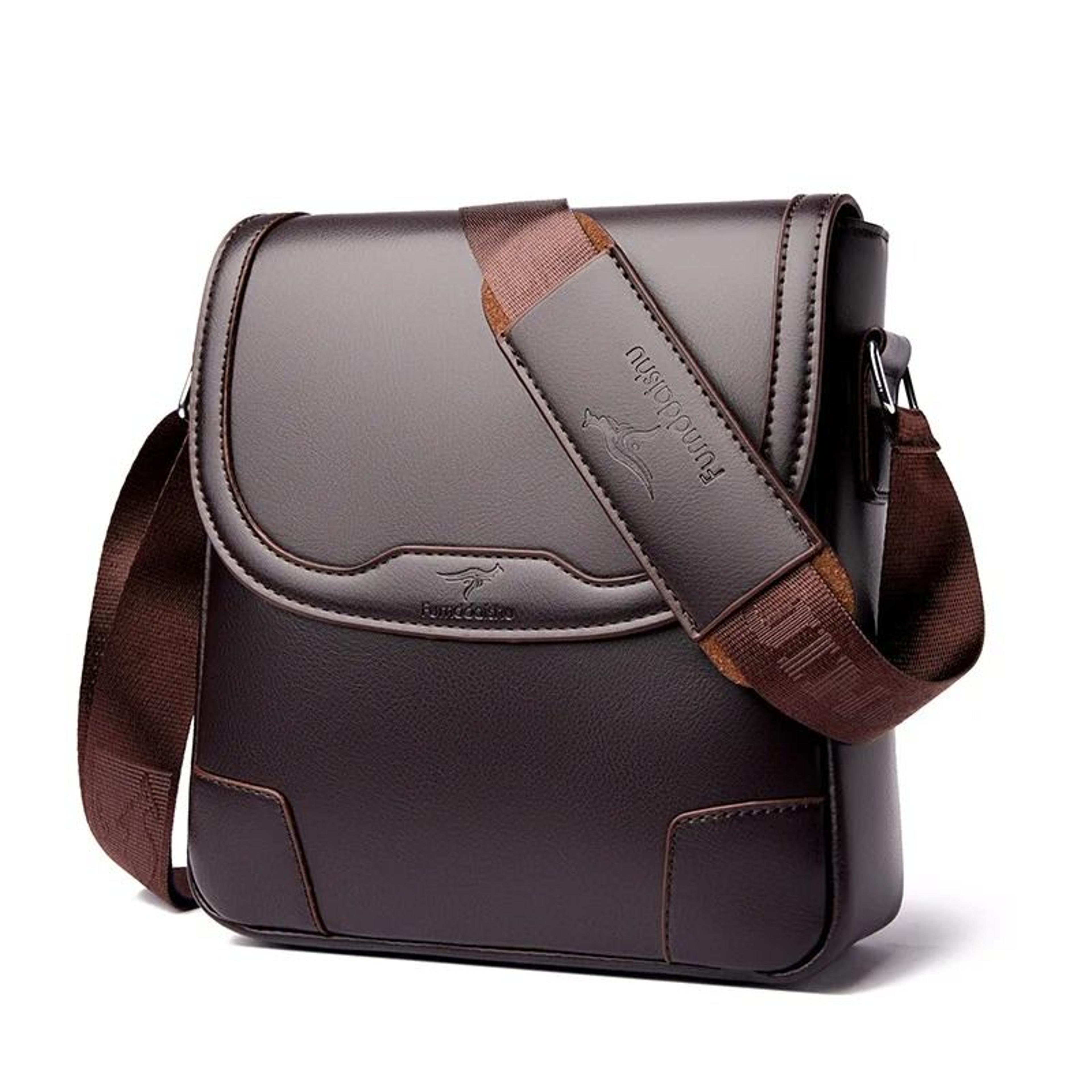 Men Leather Shoulder Bag Waterproof Business Travel Tote Messenger Bag 4