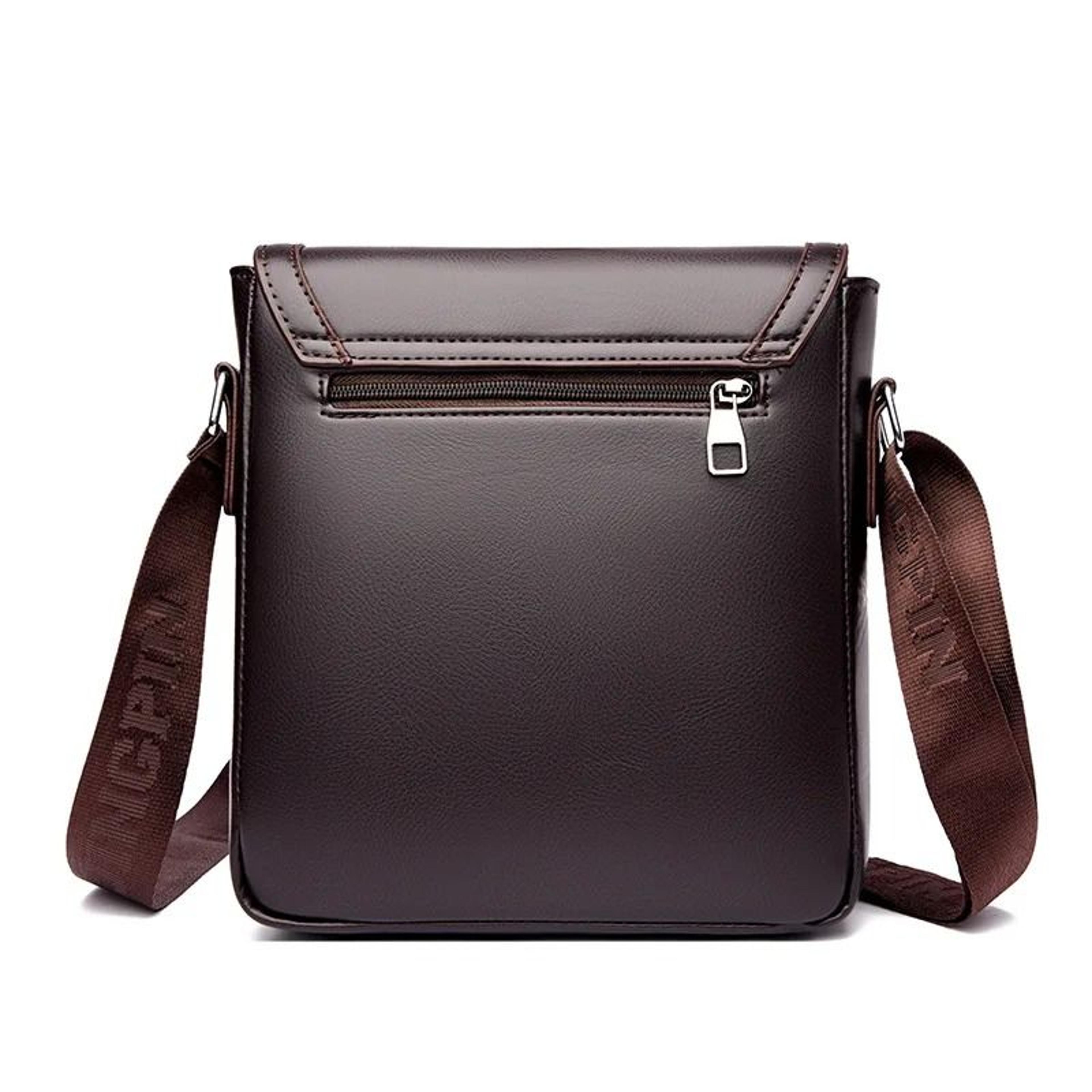 Men Leather Shoulder Bag Waterproof Business Travel Tote Messenger Bag 5