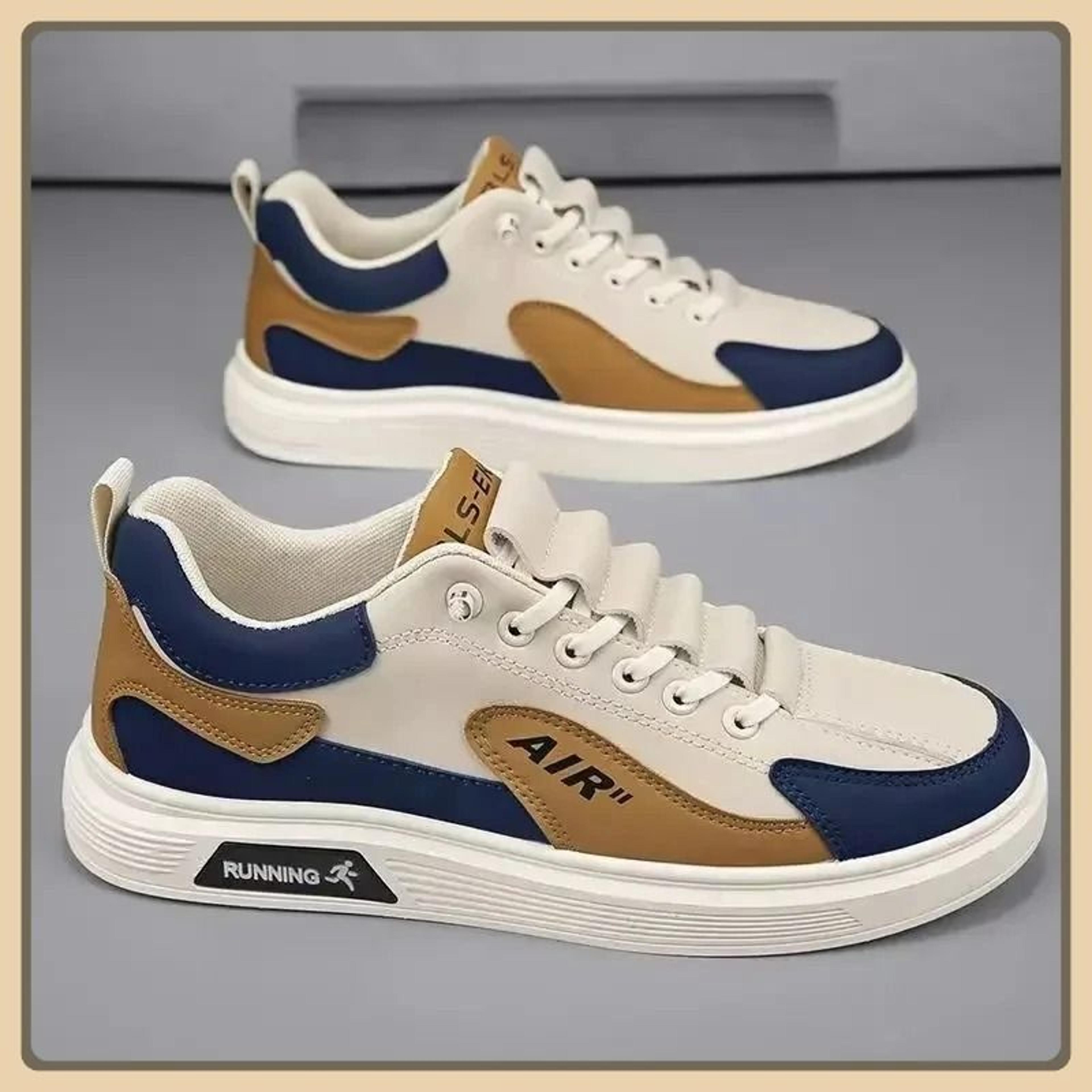 men leather low top casual sneakers trendy running style