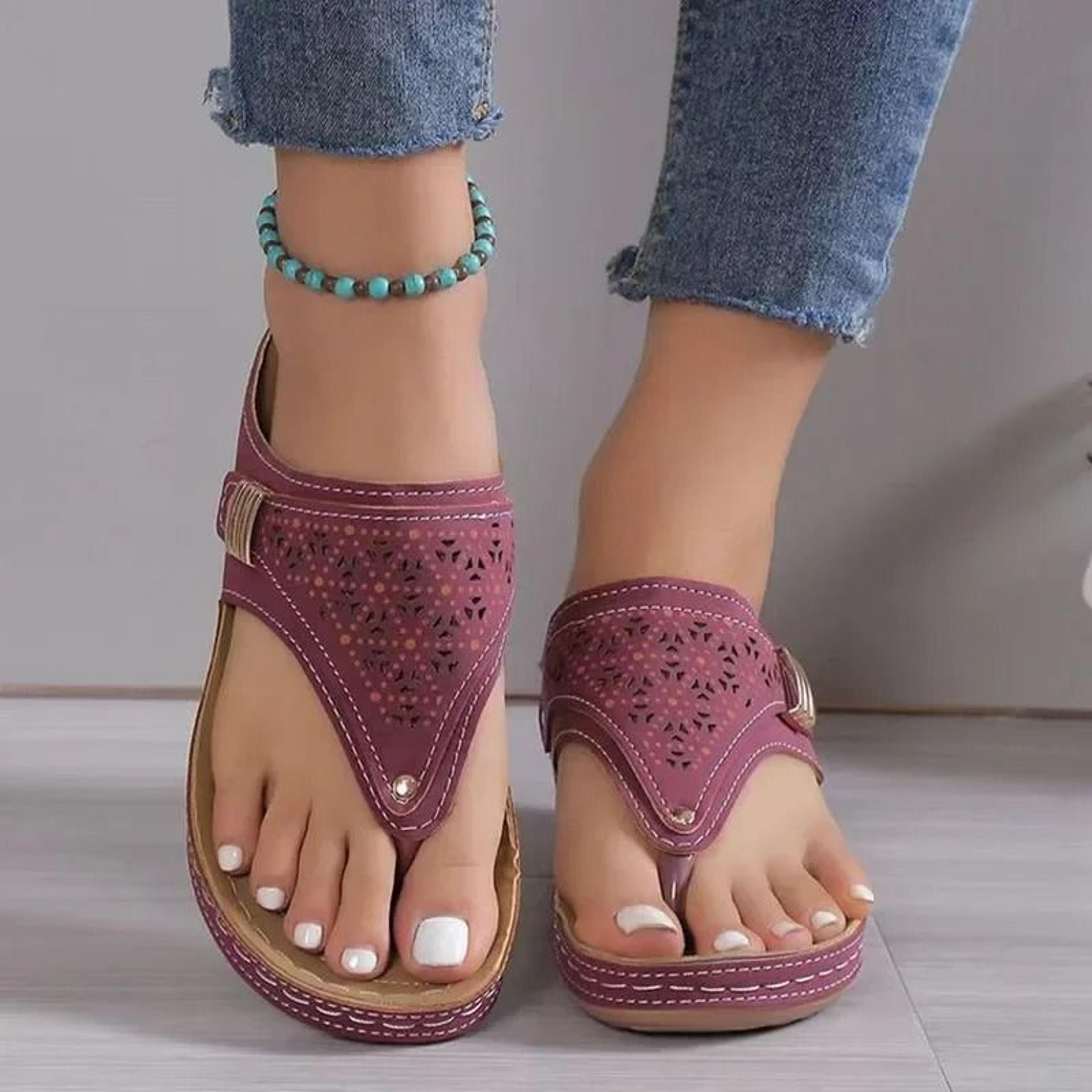 Womens Orthopedic Wedge Sandals Lightweight Soft Platform Flip Flops 9