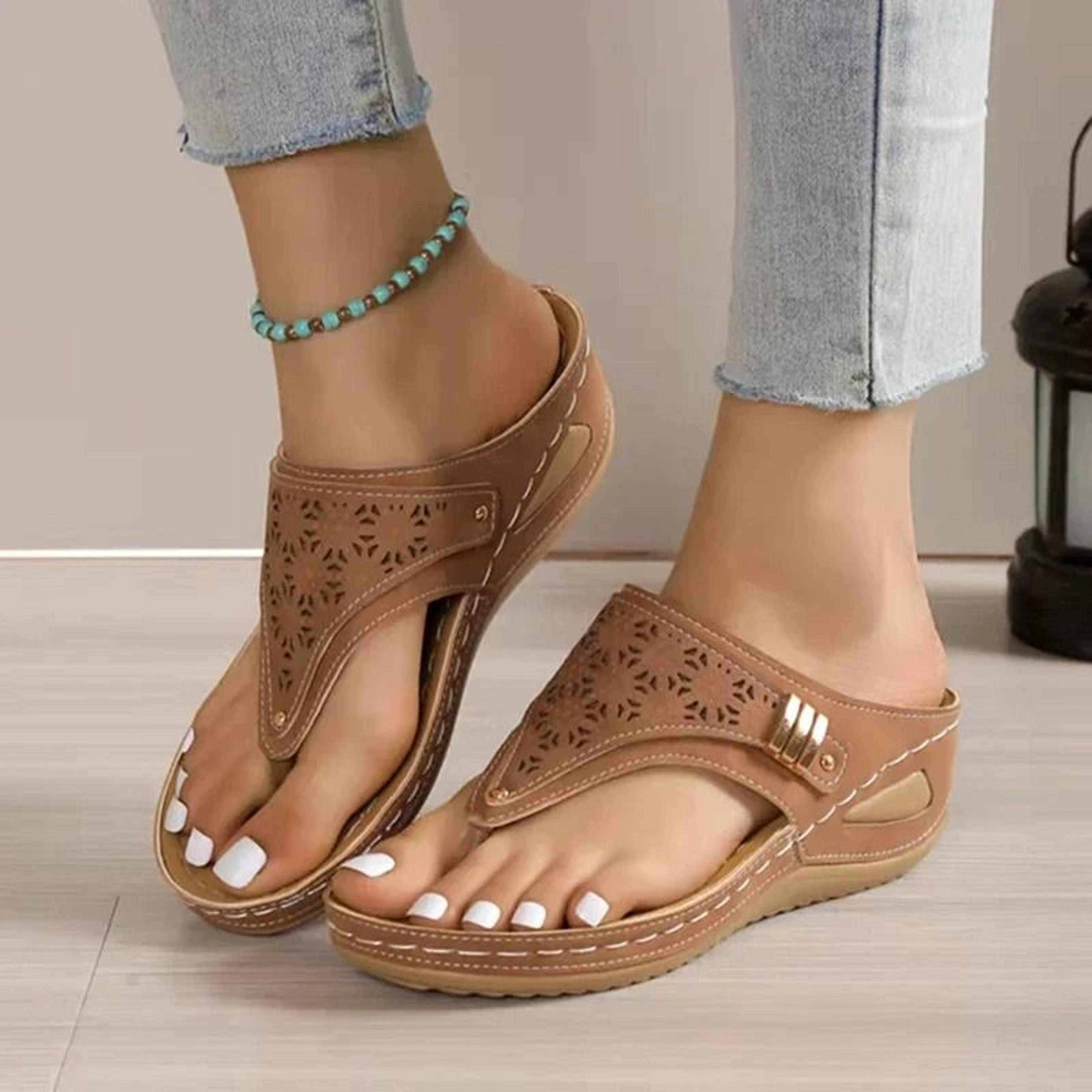 Womens Orthopedic Wedge Sandals Lightweight Soft Platform Flip Flops 4