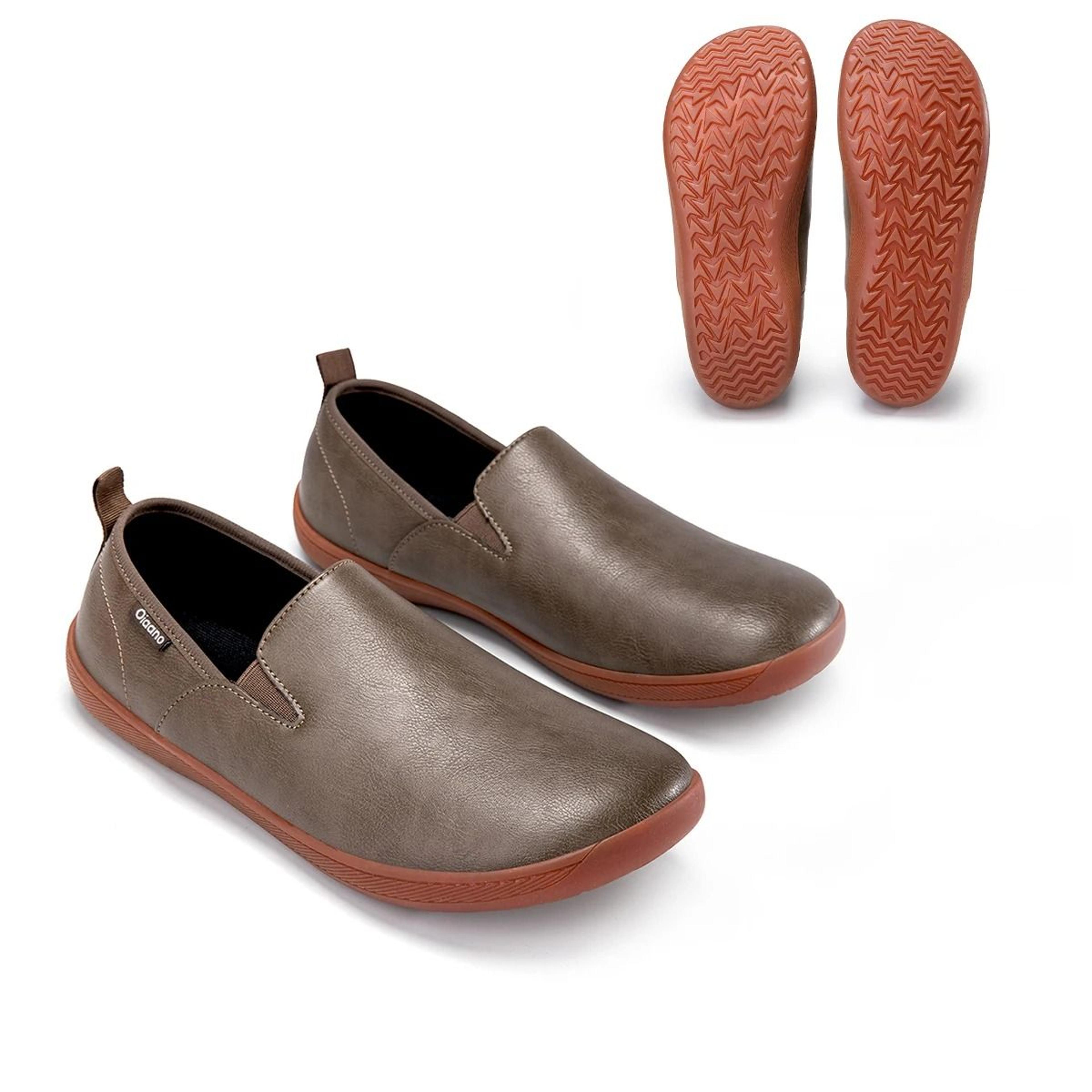 Oiaano Wide Toe Leather Slip On Loafers Men Minimalist Driving Office Shoes 8