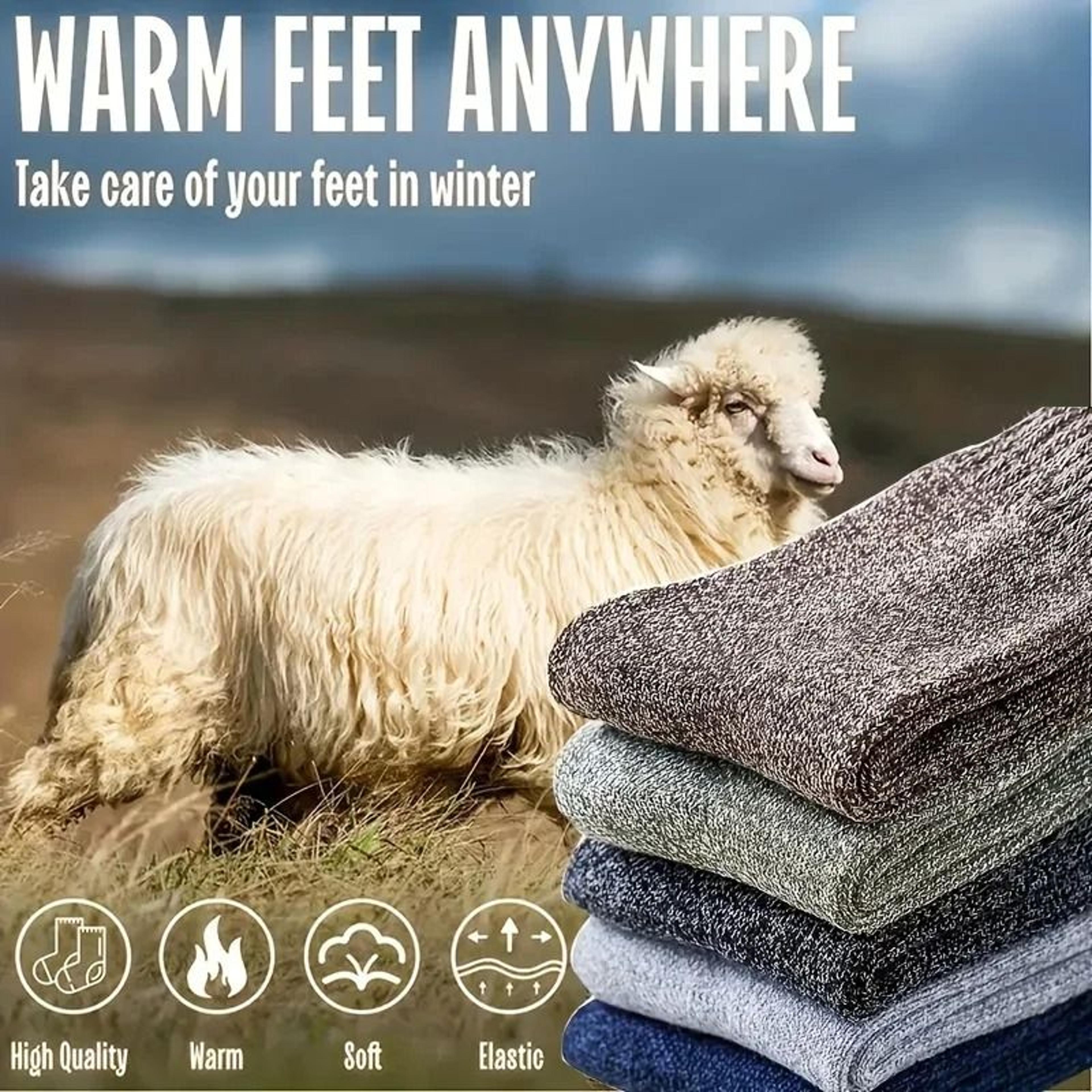 Mens Winter Warm Thick Mid Calf Socks 3 Pairs Anti Cold Thermal Boot Socks 1