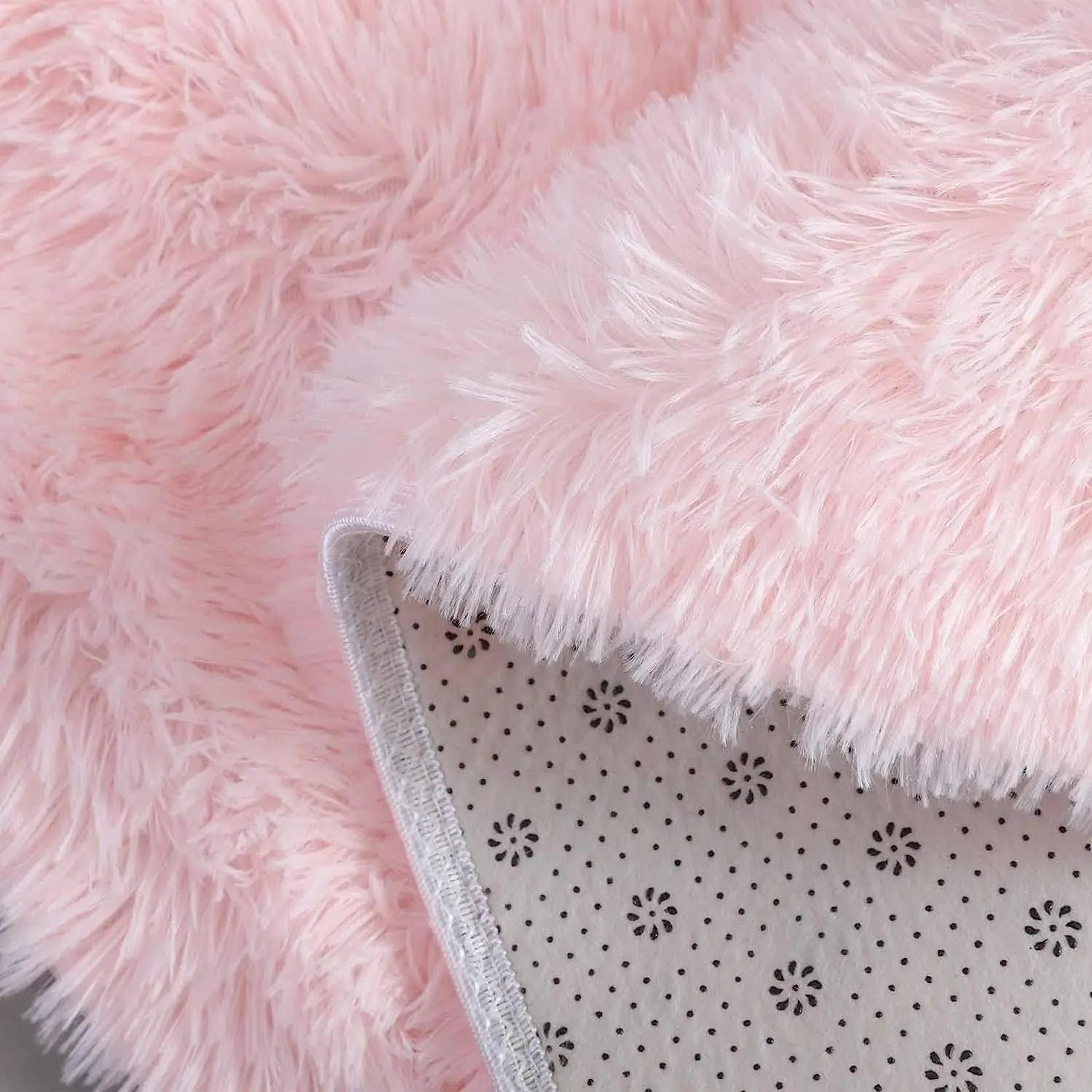 Round Fluffy Soft Area Rug Princess Castle Circle Kids Room Decor Plush Carpet 3