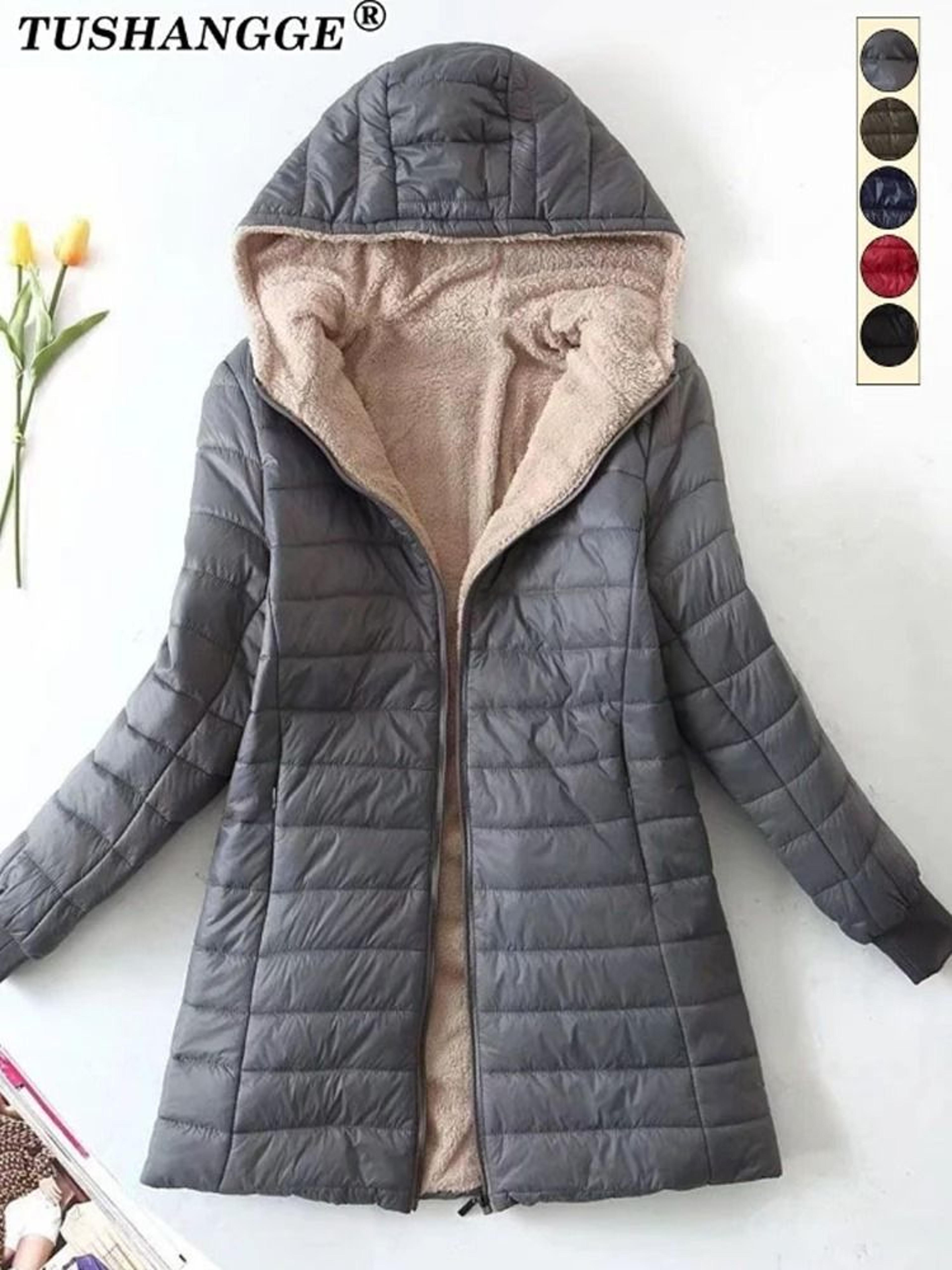 Mid Length Hooded Cotton Coat With Warm Lamb Fleece Lining For Women Autumn Winter 6