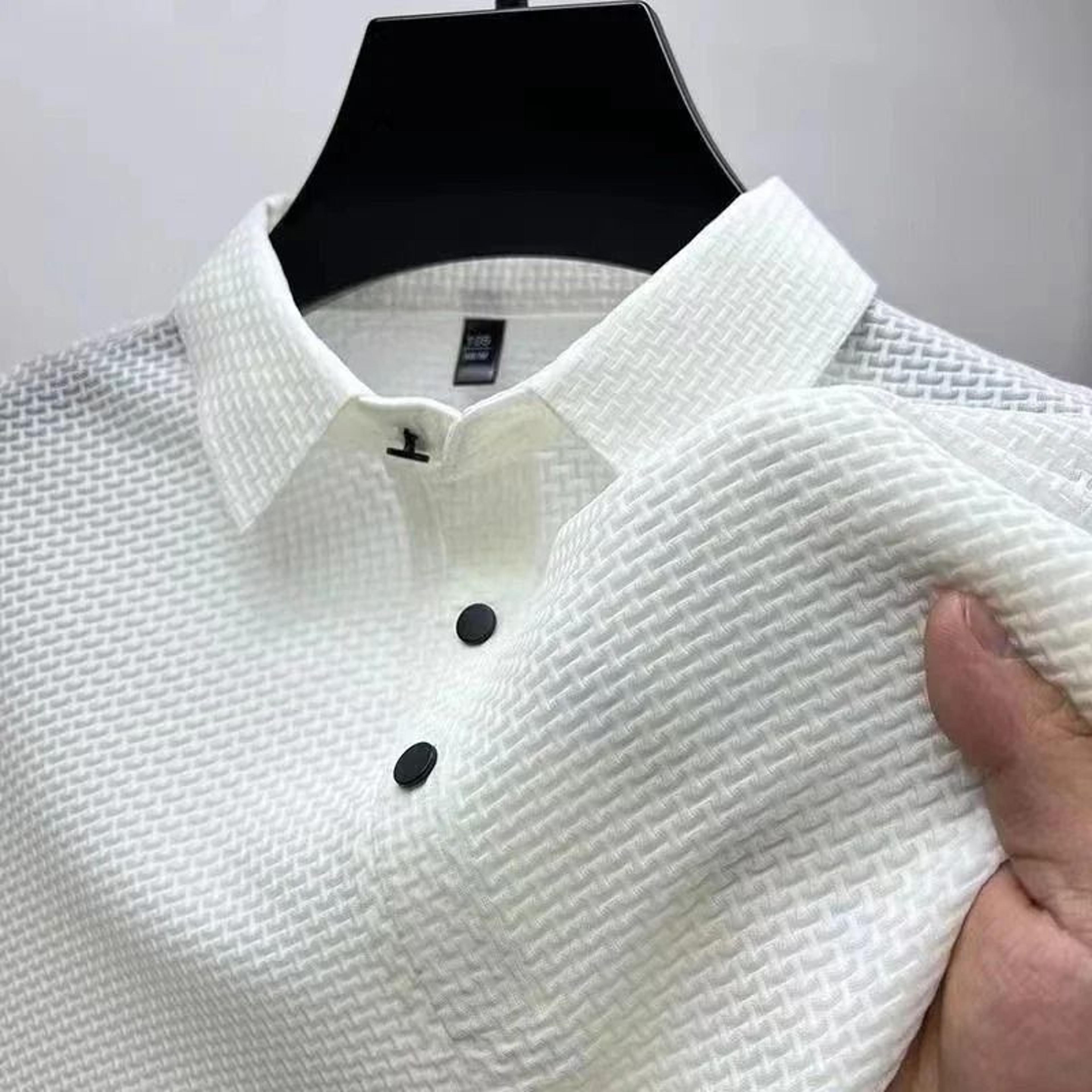 Mens Business Casual Polo Shirt Solid Color Short Sleeve Summer Breathable Comfortable Top 5