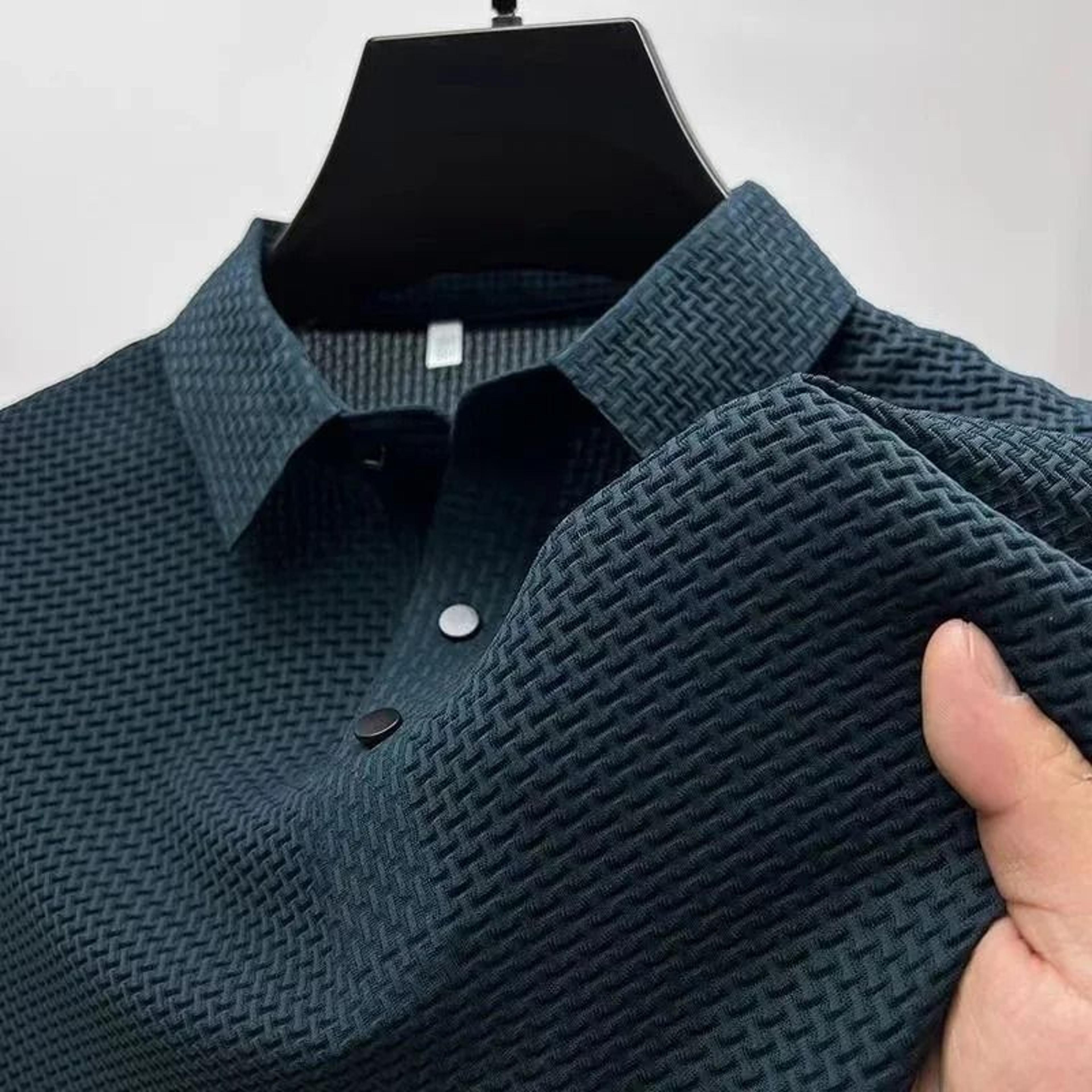 Mens Business Casual Polo Shirt Solid Color Short Sleeve Summer Breathable Comfortable Top 6