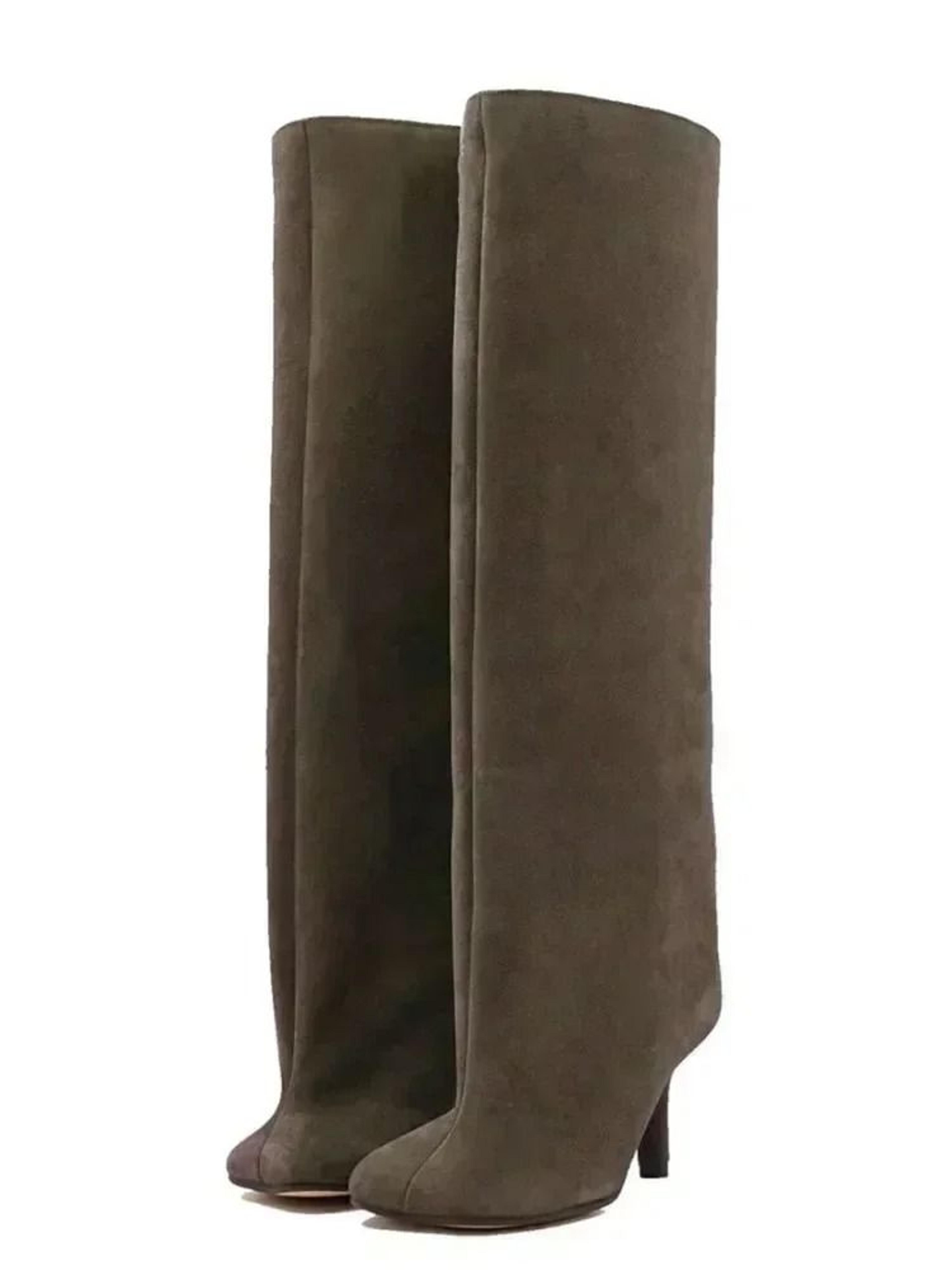 Womens Knee High Boots With 6cm Slim High Heels Round Toe Fashion Long Boots For Autumn And Winter 11