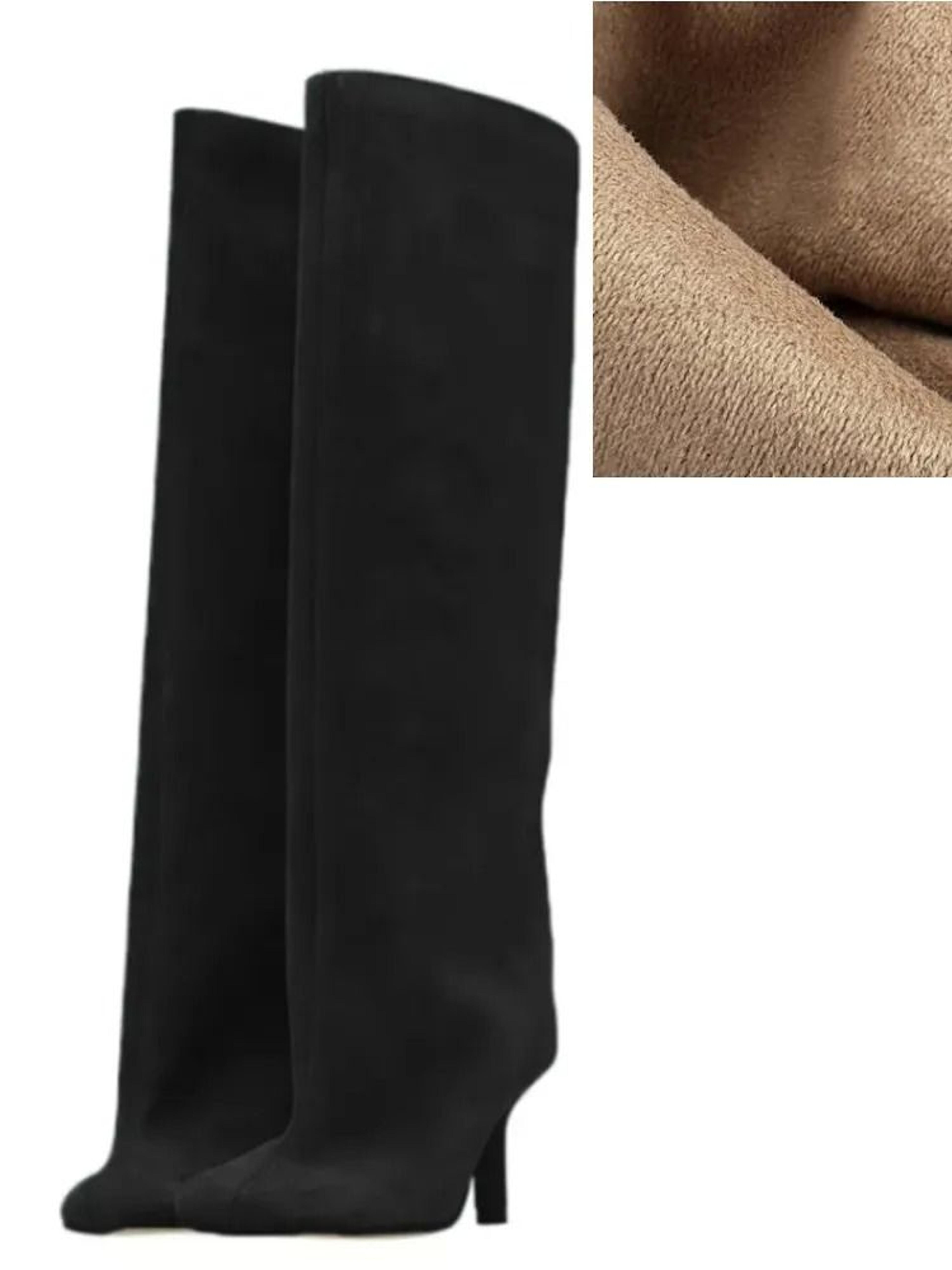 Womens Knee High Boots With 6cm Slim High Heels Round Toe Fashion Long Boots For Autumn And Winter 23