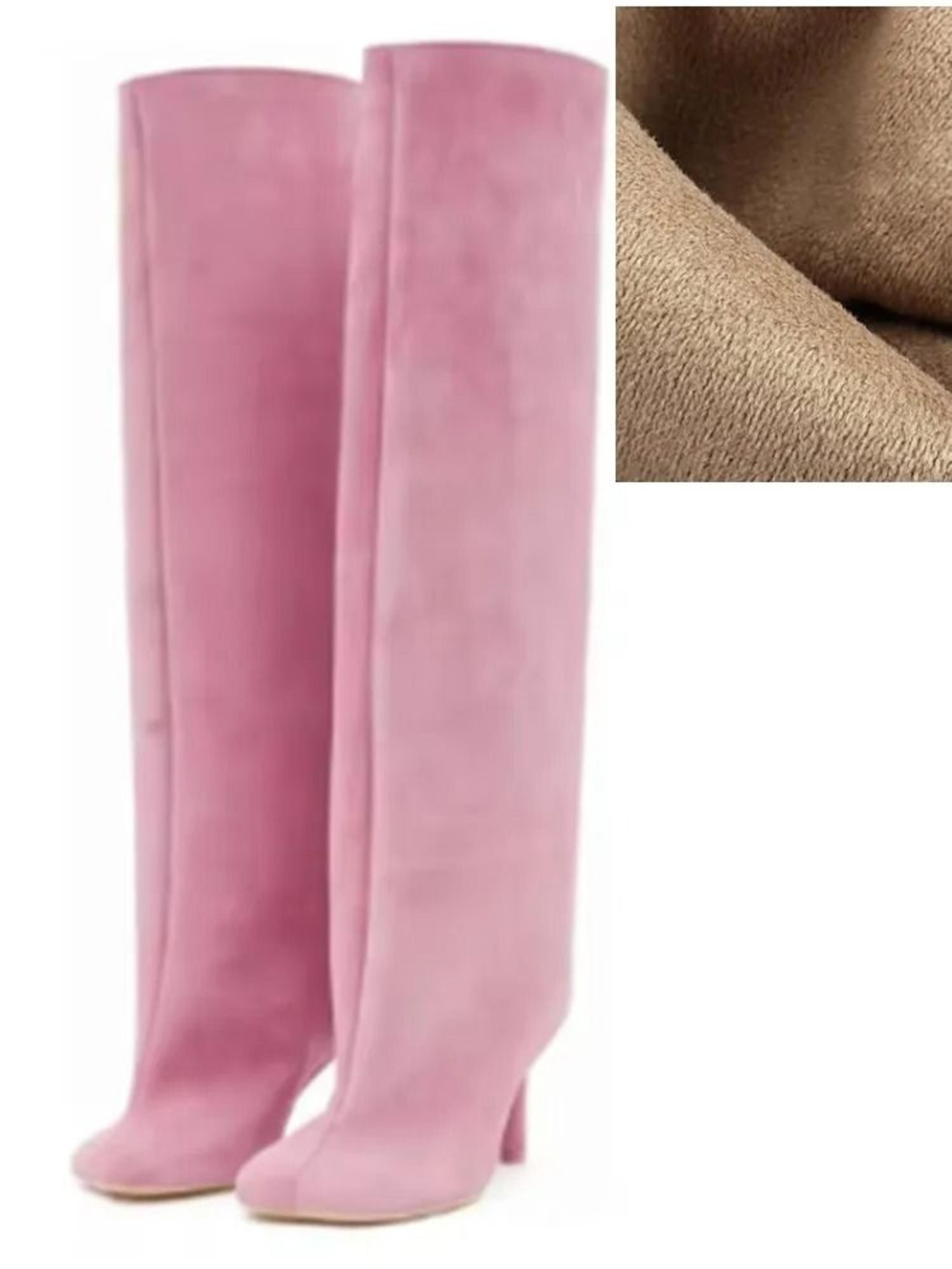 Womens Knee High Boots With 6cm Slim High Heels Round Toe Fashion Long Boots For Autumn And Winter 26