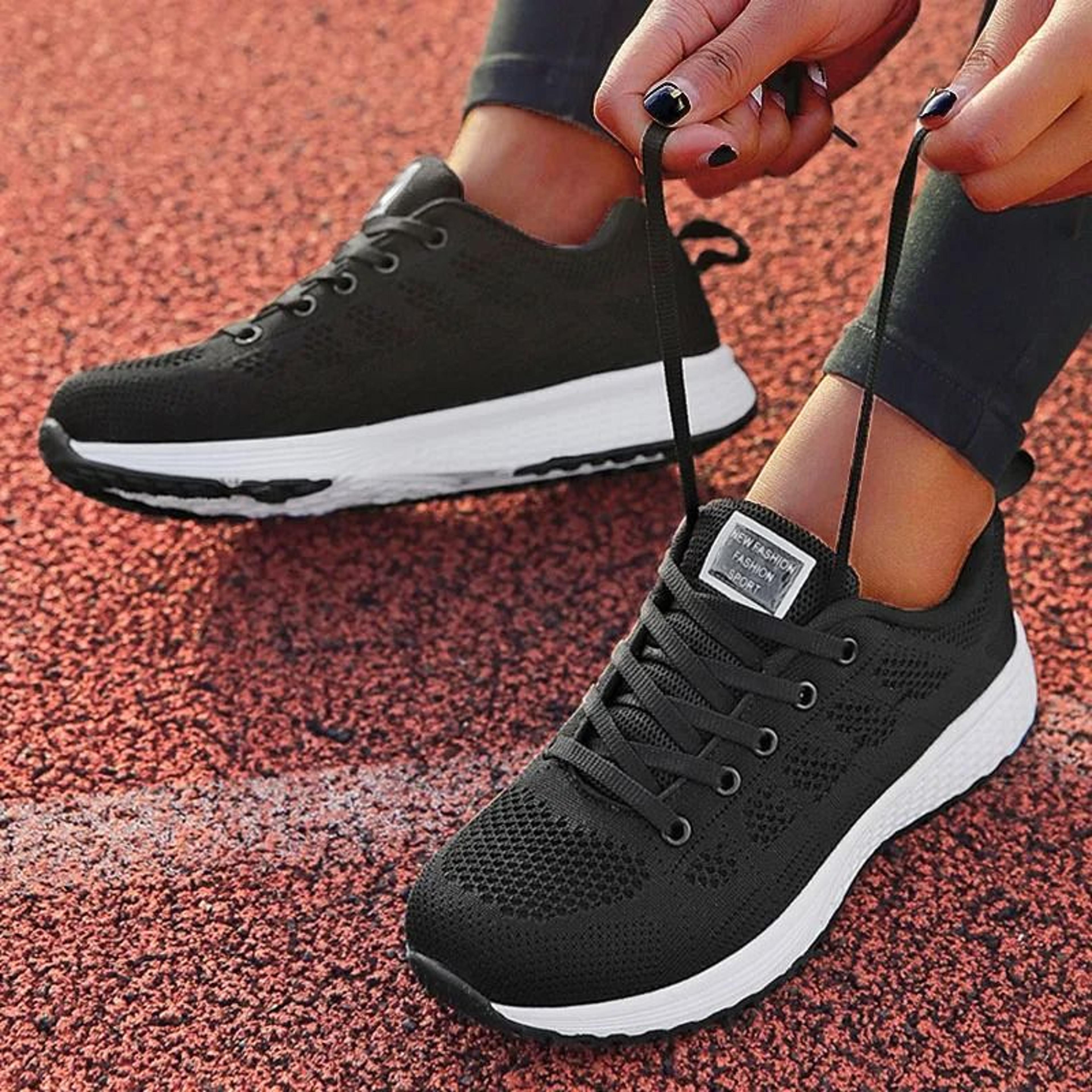 Womens Casual Lace Up Flat Sneakers Soft Comfortable Walking Shoes Plus Size Available 3