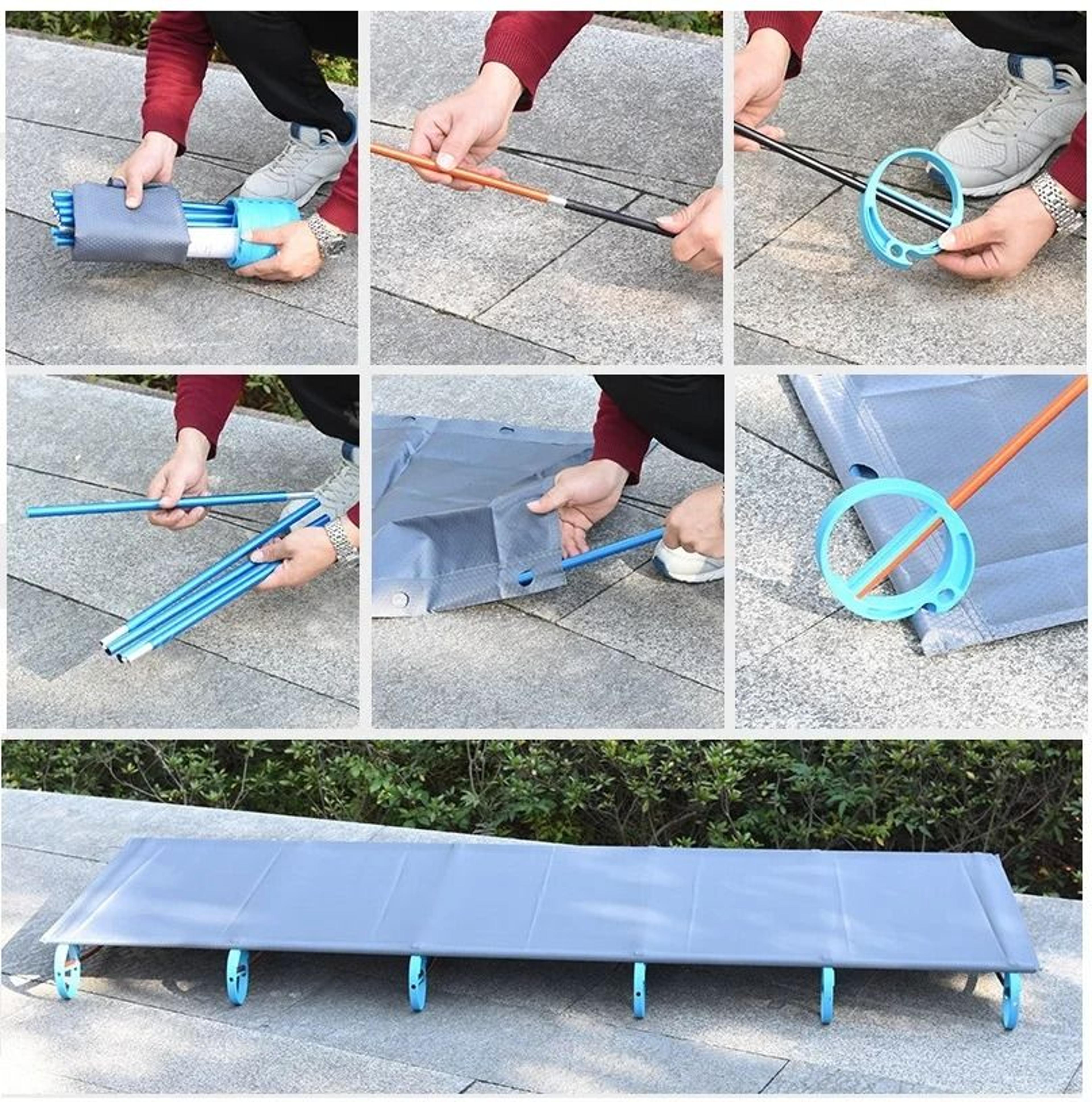Camping Tent Folding Cot Ultralight 180cm Single Portable Bed With Alloy Frame 4