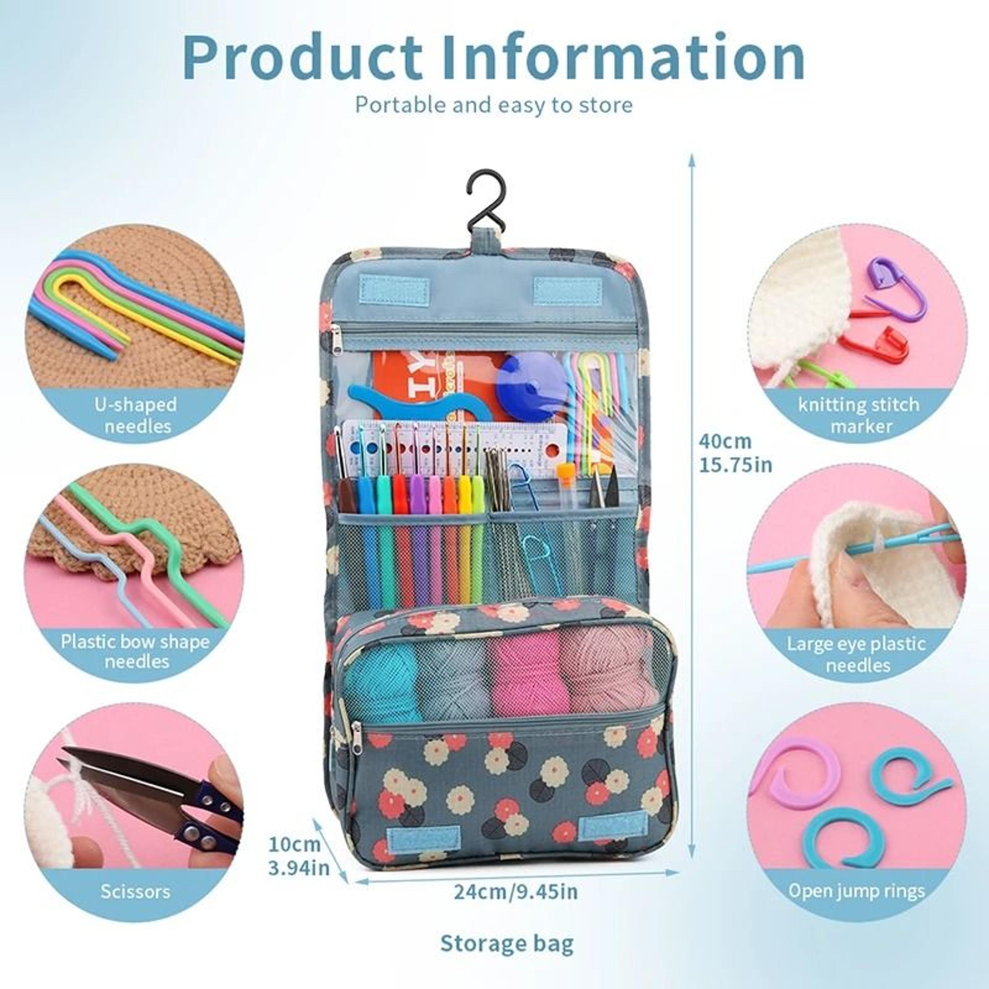 Knitting And Crochet Hook Set With Needles Markers And Storage Bag 1
