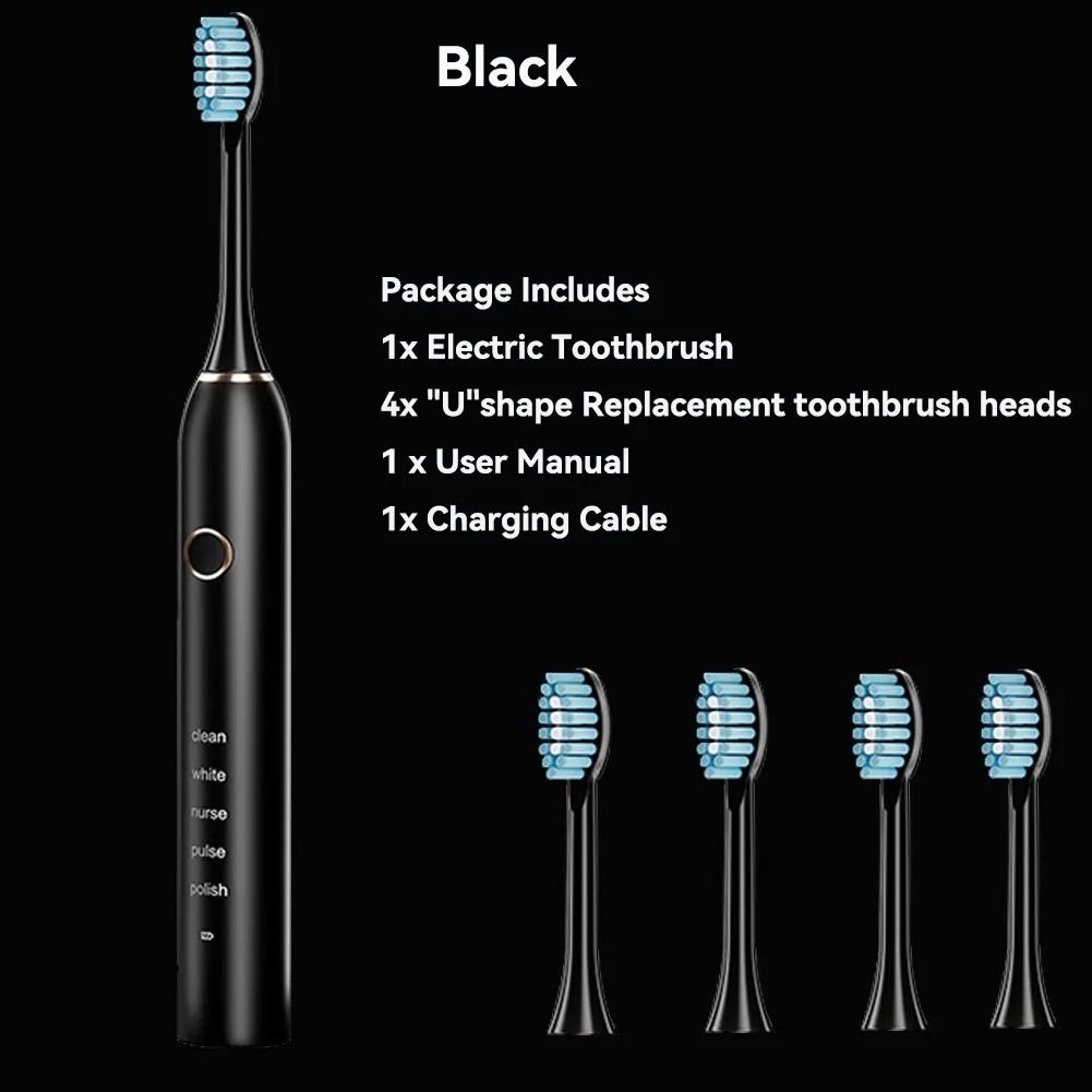 Rechargeable Sonic Electric Toothbrush With 4 Replacement Heads 5 Modes 3 Intensities And Smart 2 M 10
