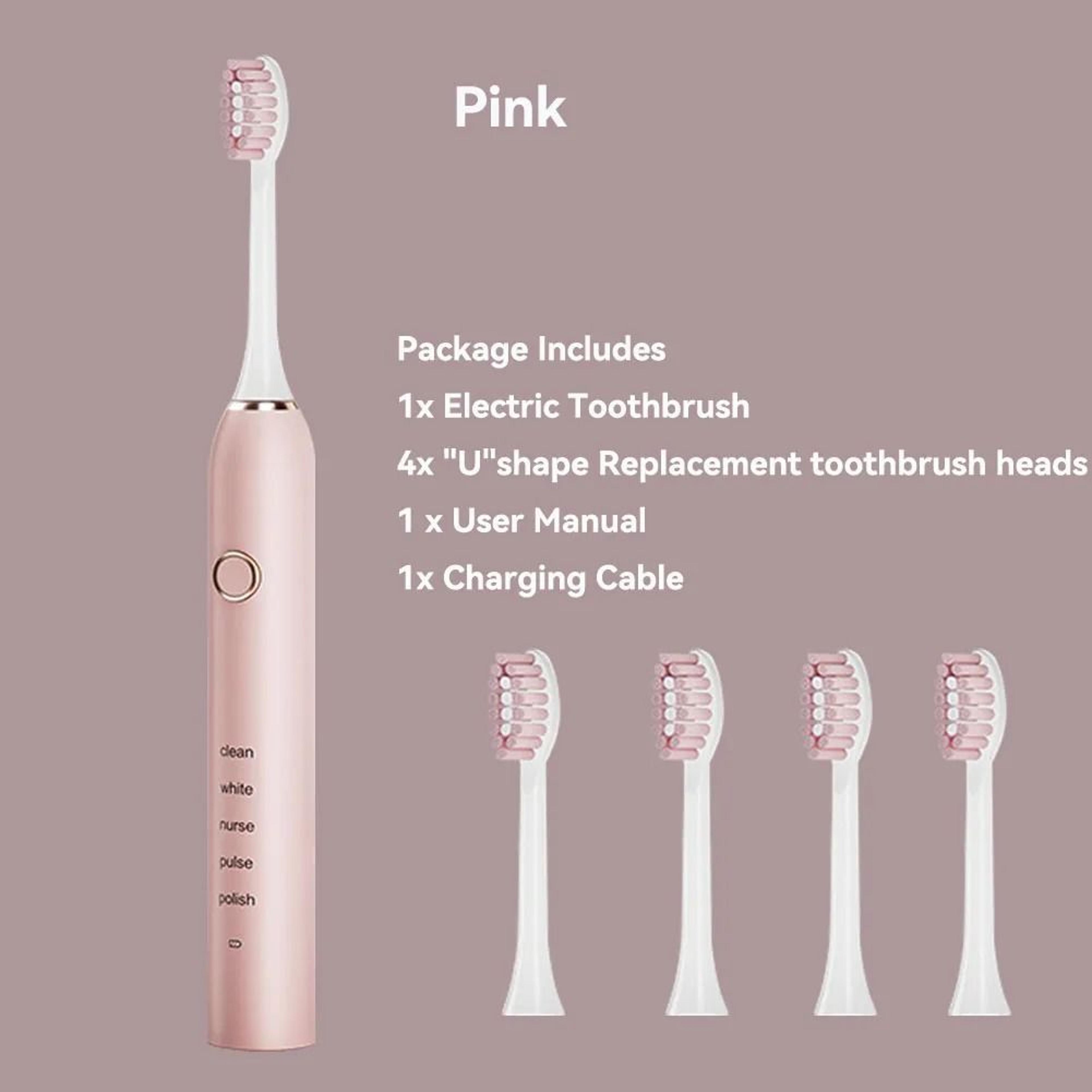 Rechargeable Sonic Electric Toothbrush With 4 Replacement Heads 5 Modes 3 Intensities And Smart 2 M 11