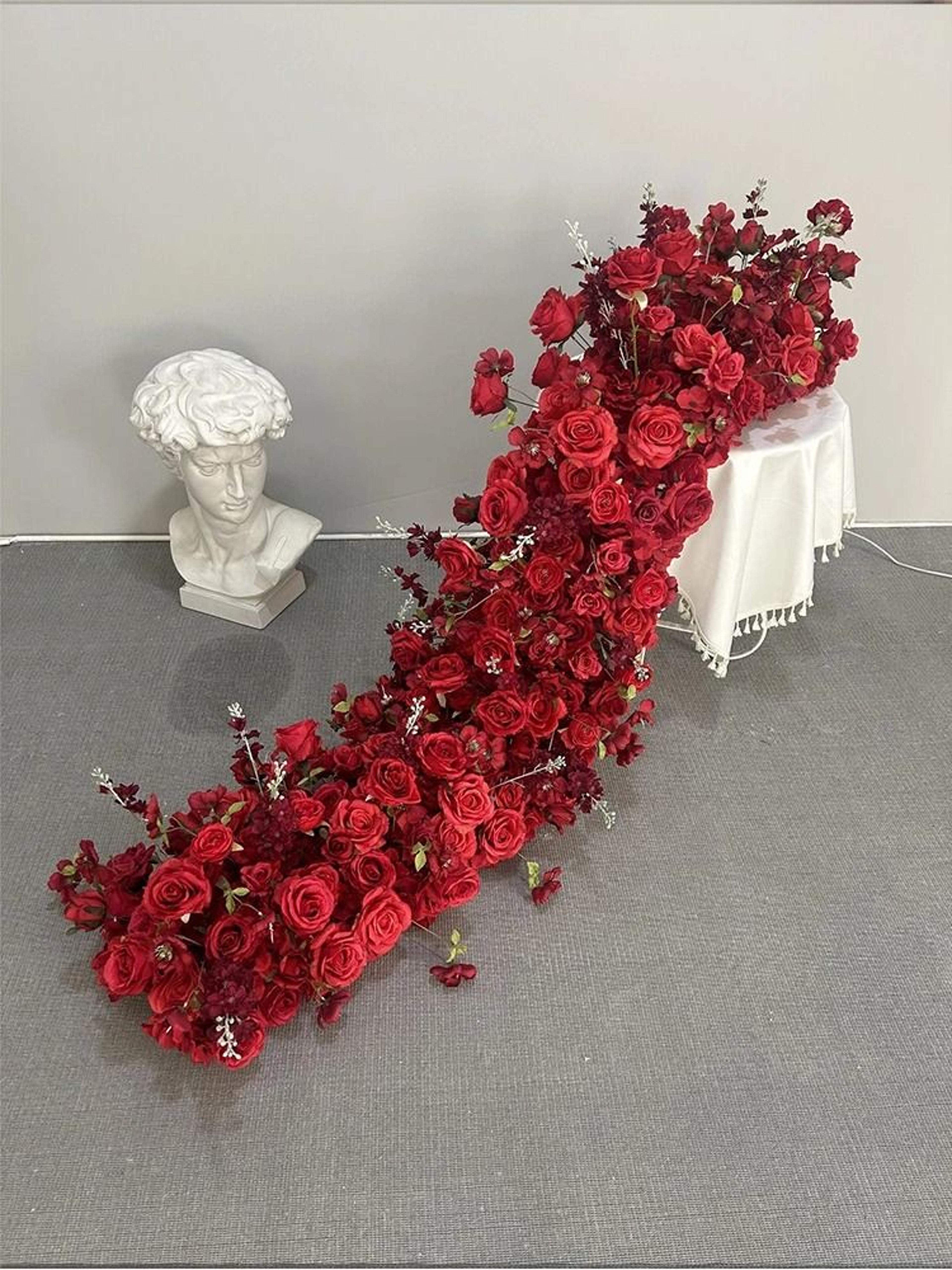 Pink Rose Large Flower Row Runner For Wedding Decor Floral Backdrop 7