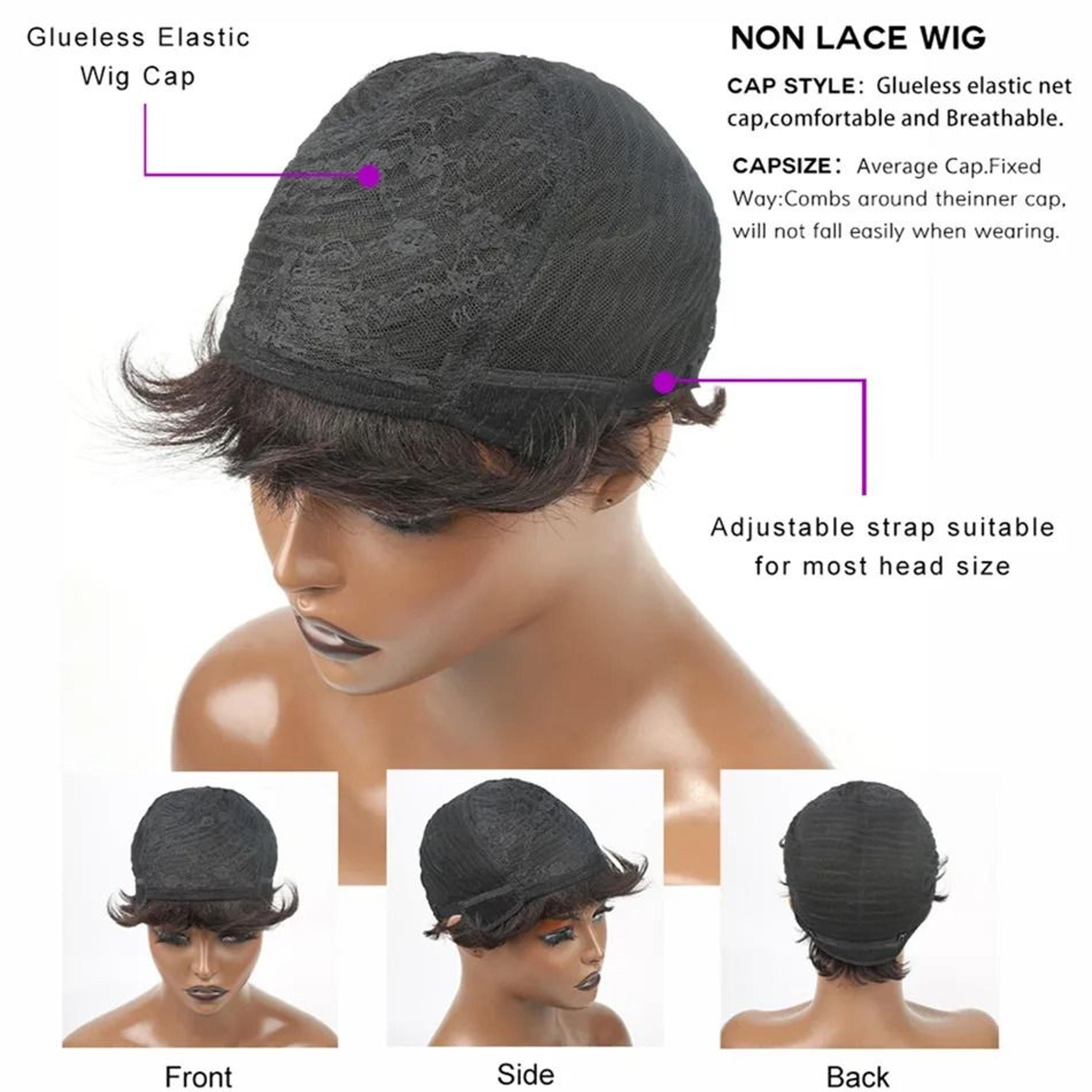 Pixie Cut Human Hair Wig With Bangs Short Bob Layered Brazilian Wig For Women 5