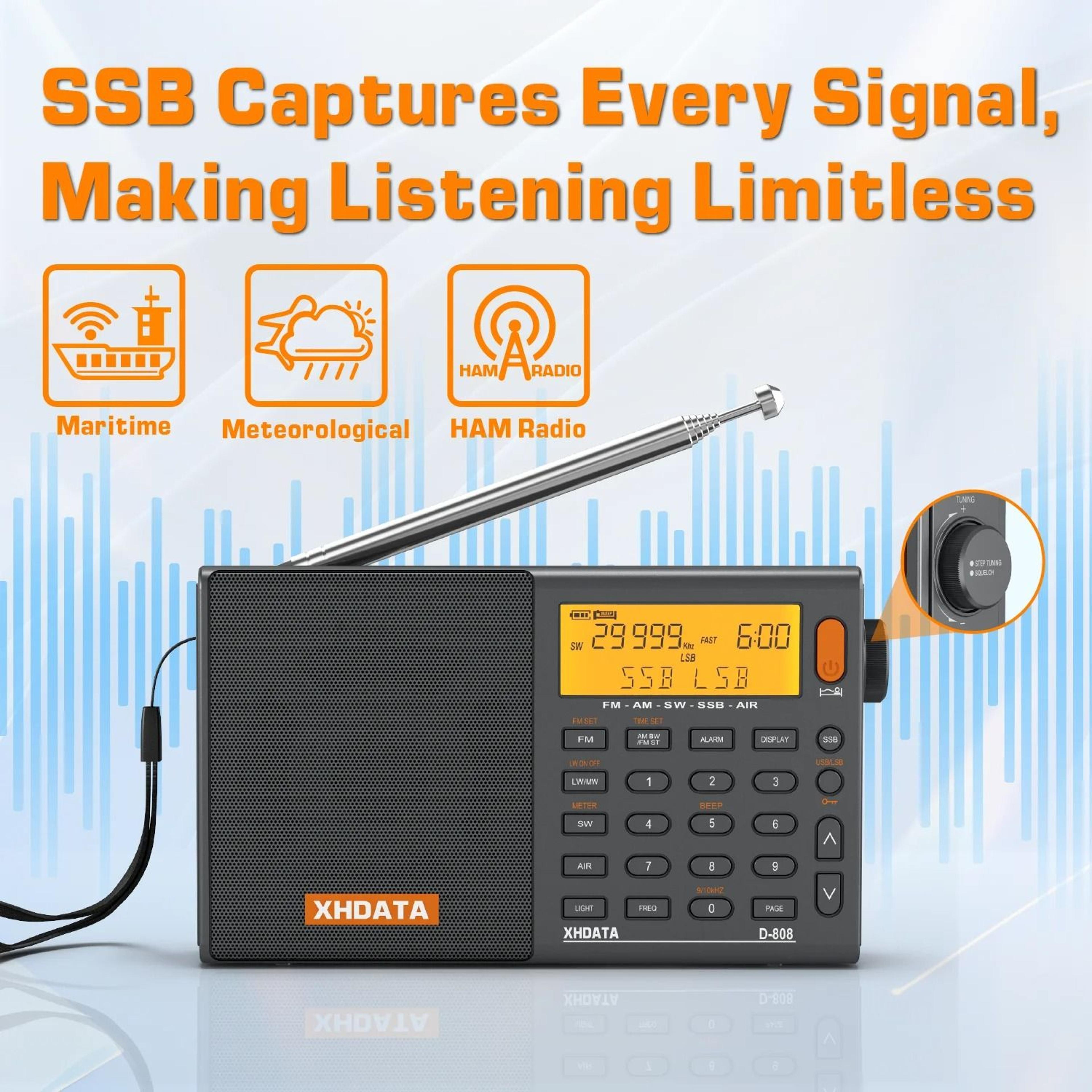 XHDATA D808 Full Band Portable Radio With SSB And RDS 1