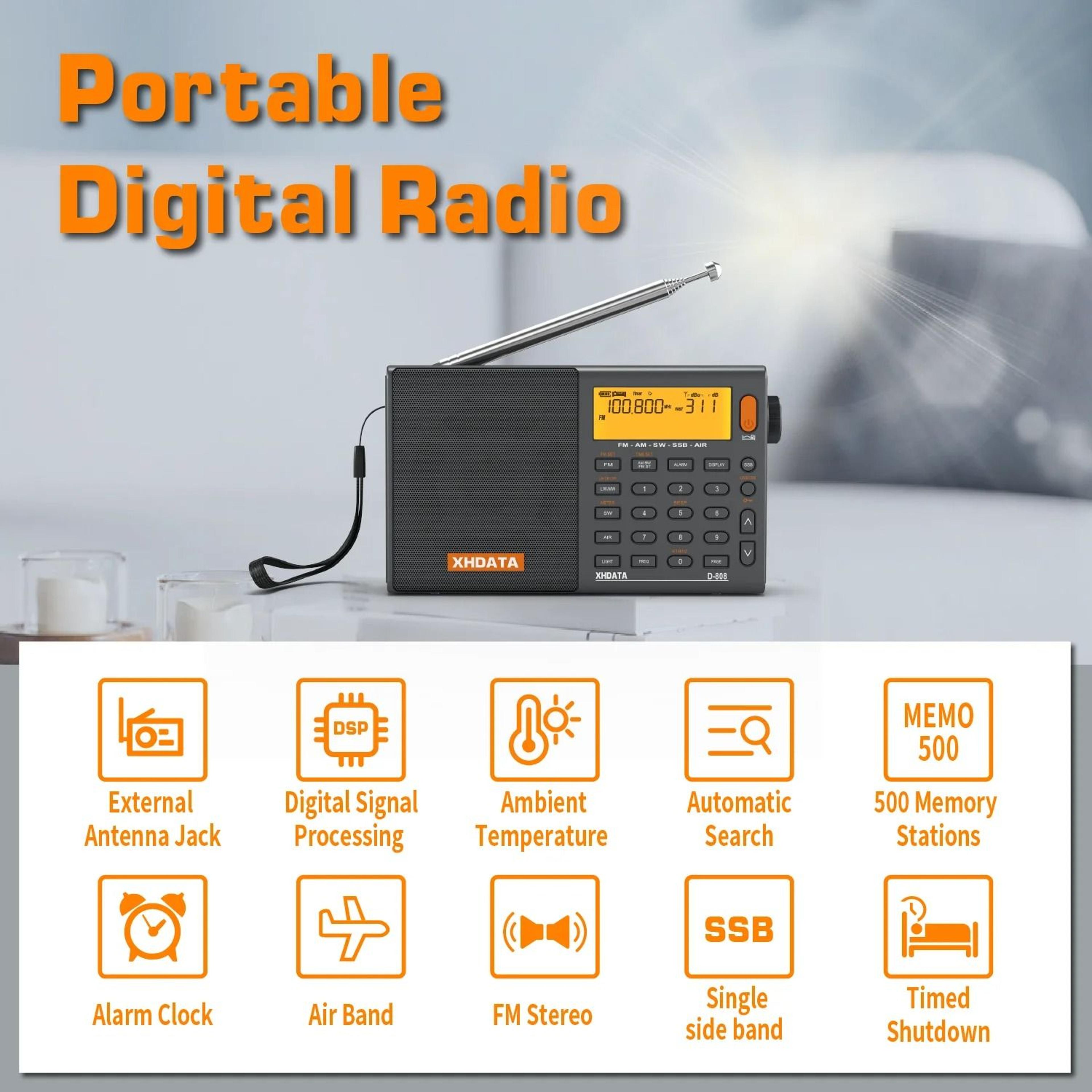 XHDATA D808 Full Band Portable Radio With SSB And RDS 2