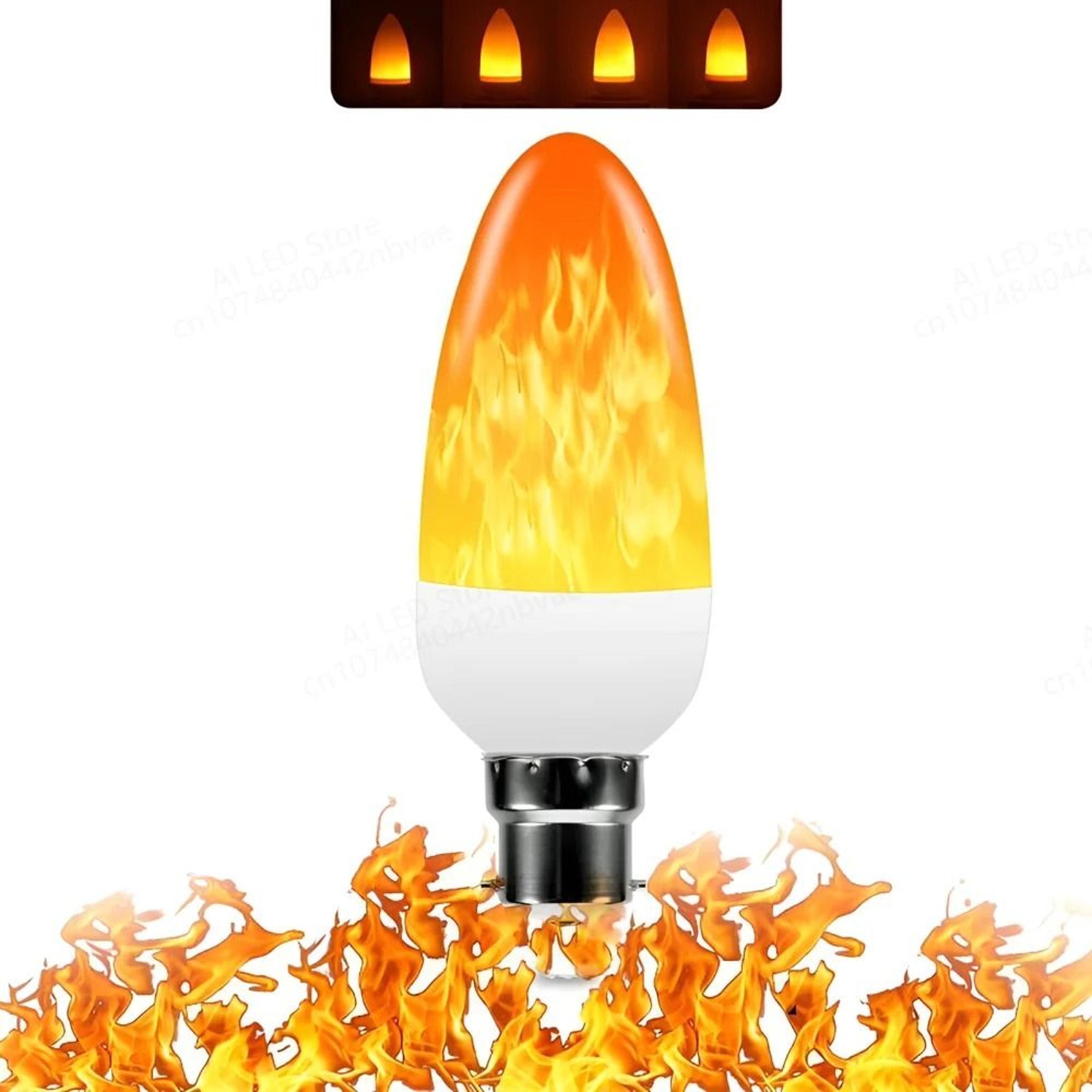 LED Flame Effect Bulb E14 E27 B22 Base Flickering Flame Lamp Light 9
